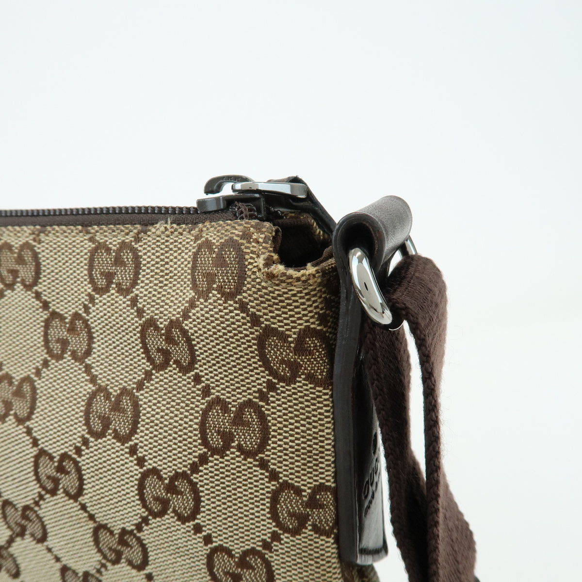 GUCCI GG Canvas Leather Shoulder Bag Crossbody Bag Beige Brown 145857