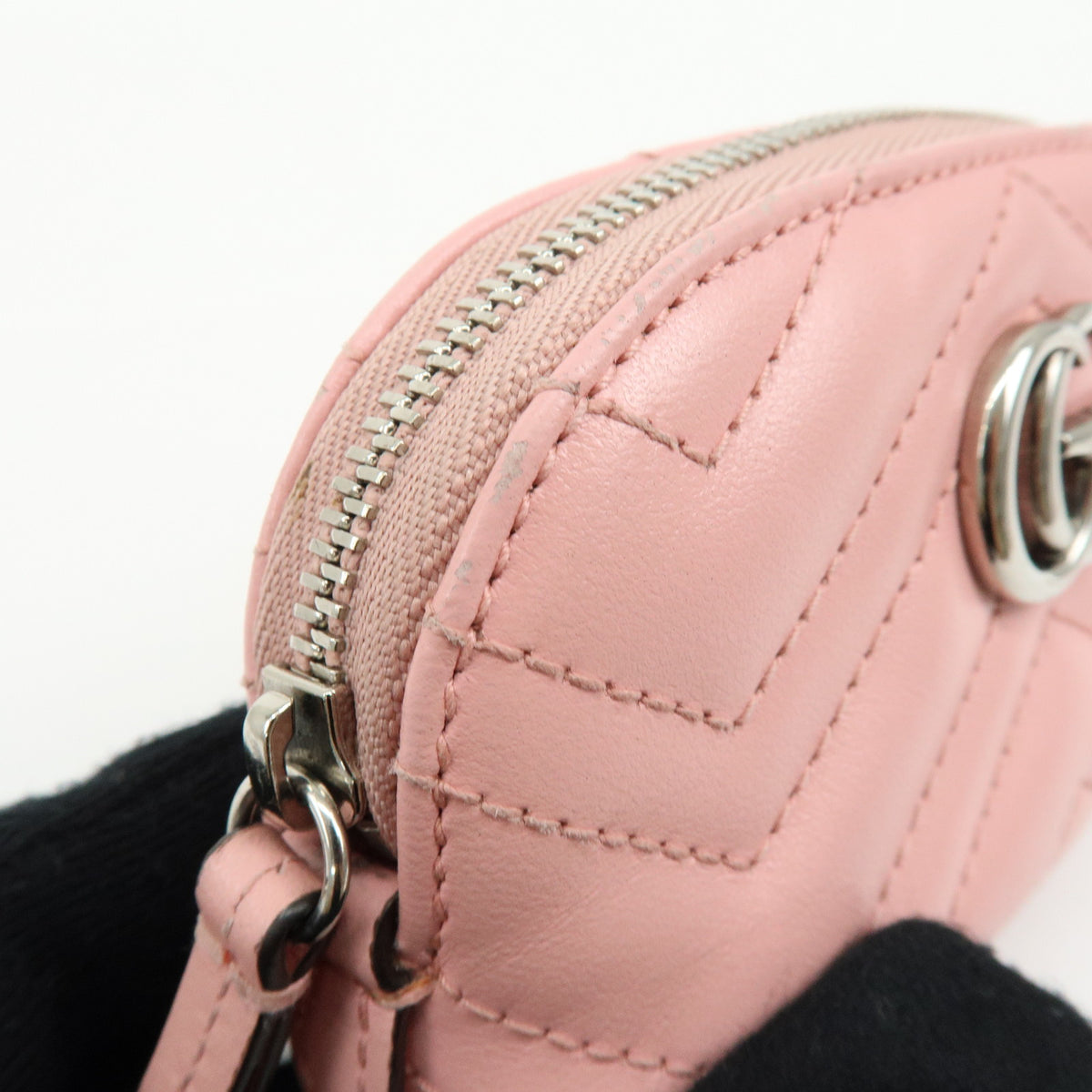 GUCCI GG Marmont Double G Leather Cosmetic Case Key Pouch Pink 625691