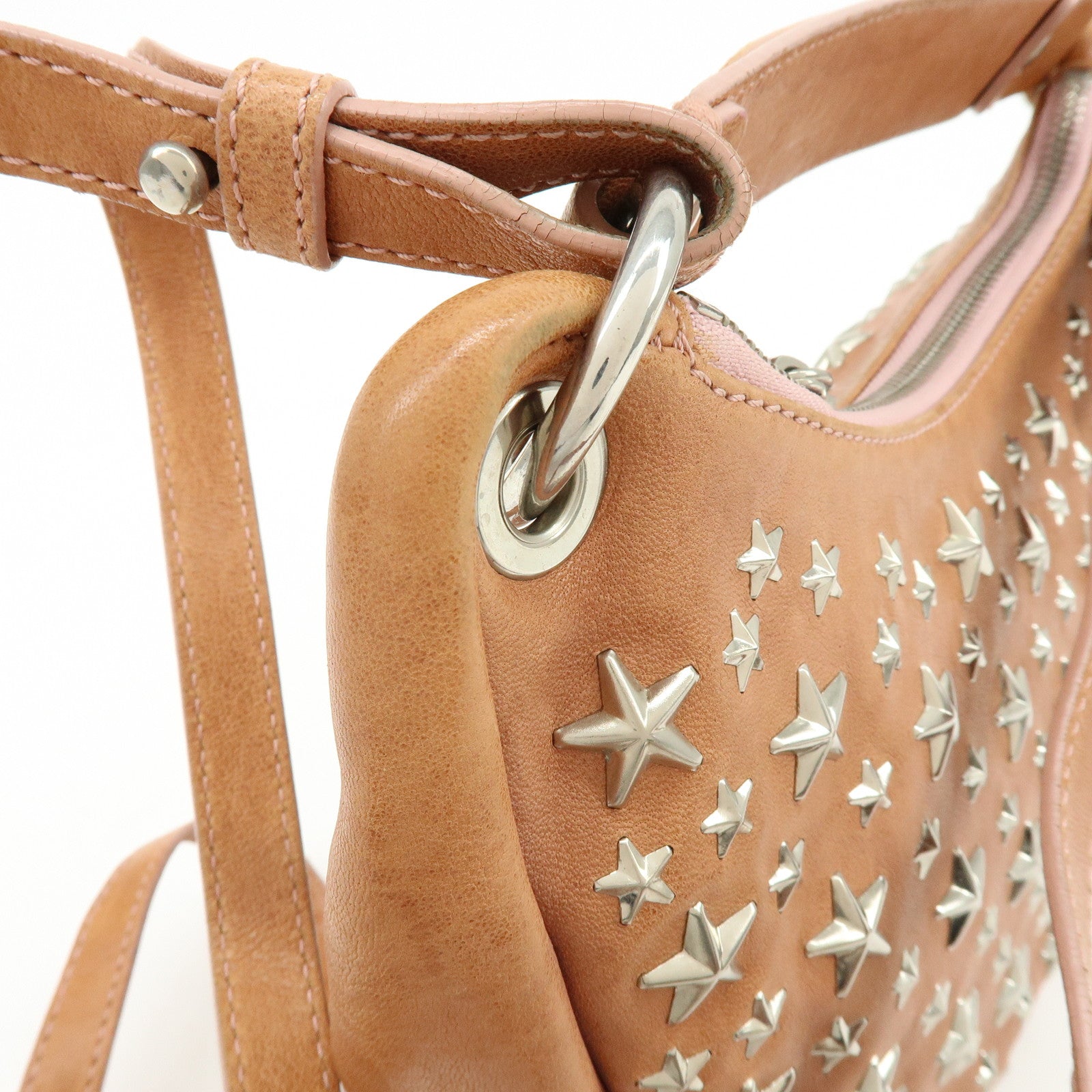 JIMMY CHOO Logo Star Studs Stella 2Way Bag Shoulder Bag Hand Bag Brown