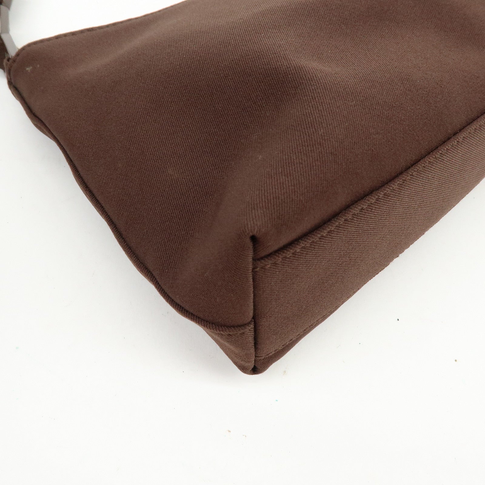 Ferragamo Varra Nylon Leather Chain Shoulder Bag Hand Bag Brown