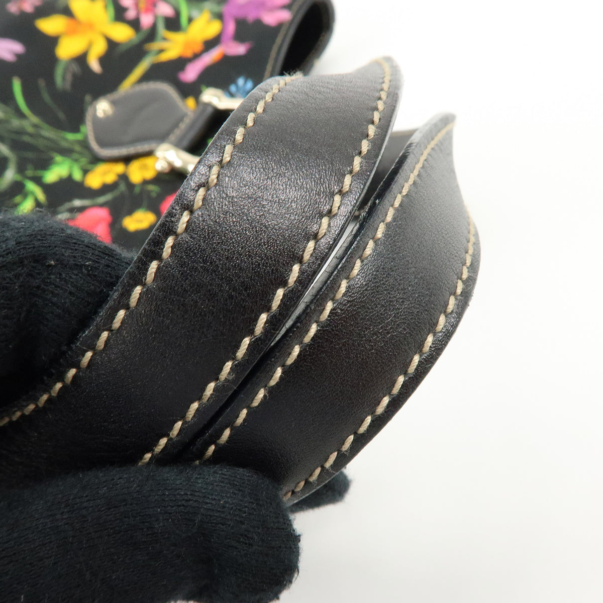 GUCCI Flora Jacquard Leather Tote Bag Hand Bag Multicolor 153024