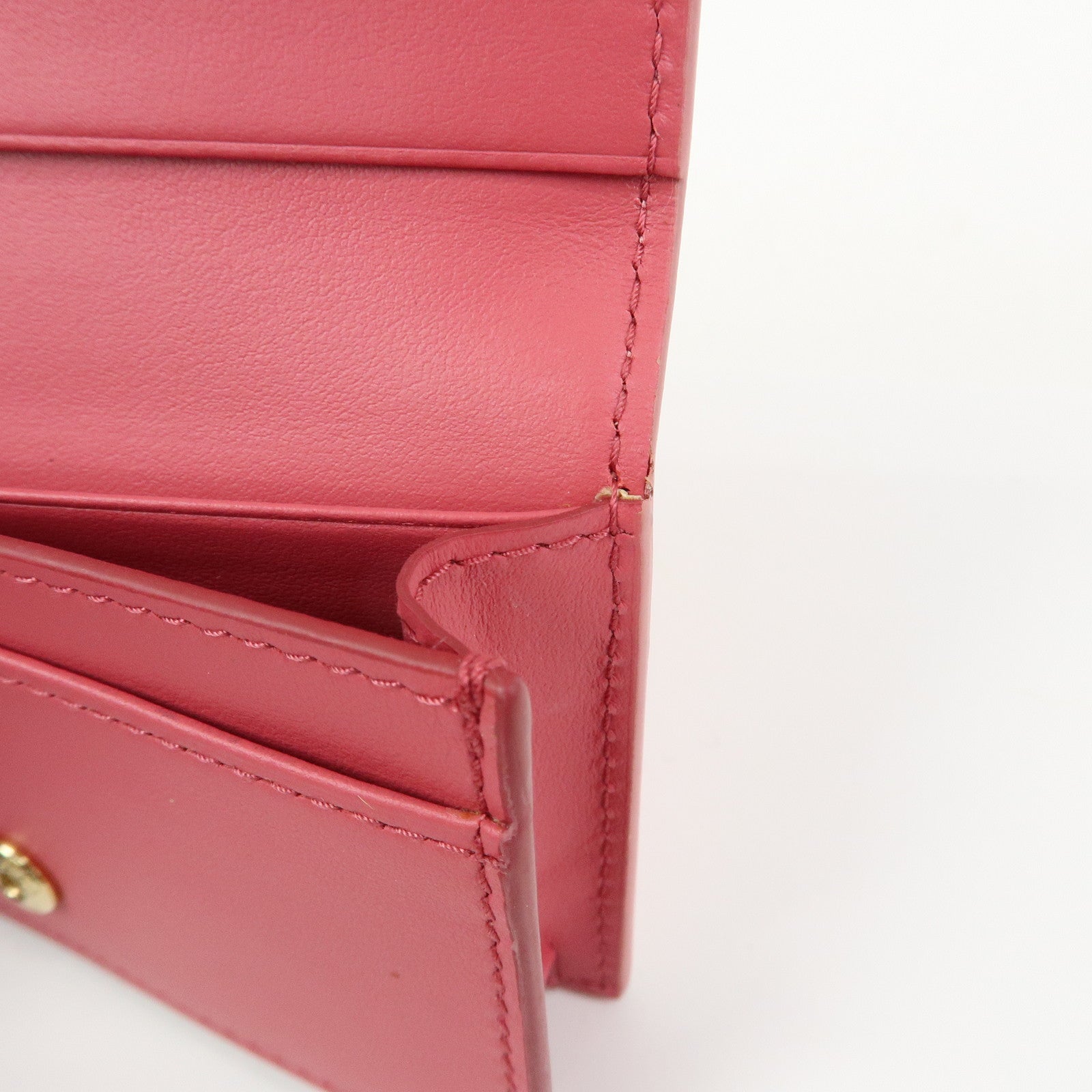 PRADA Ribbon Motif Saffiano Leather Card Case Card Holder Pink