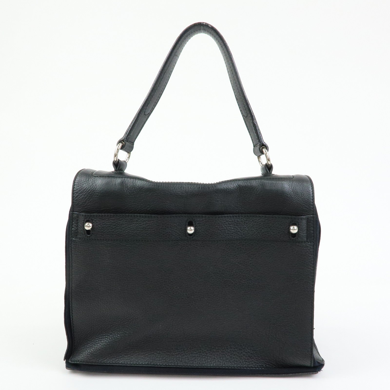 SAINT LAURENT PARIS Muse Two Leather Canvas Hand Shoulder Bag Black