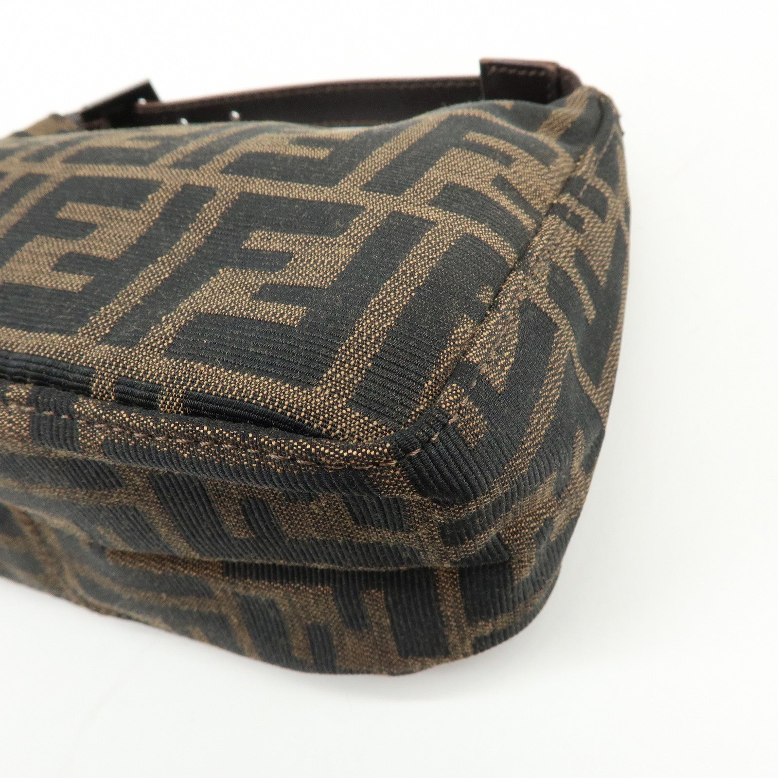 FENDI Zucca Canvas Leather Mini Pochette Pouch Hand Bag Brown 8N0001