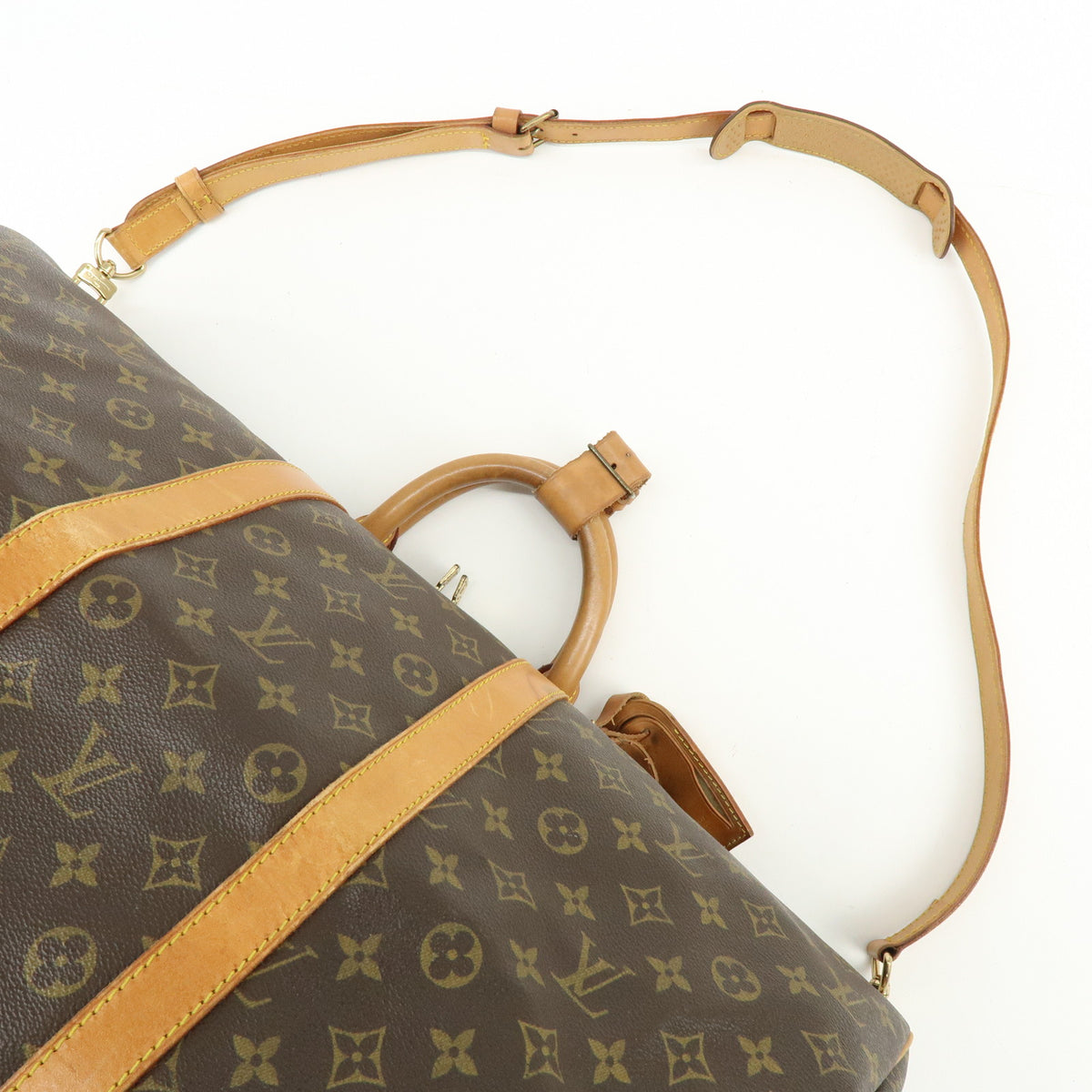 Louis Vuitton Monogram Keep All Bandouliere 55 Boston Bag Brown M41414