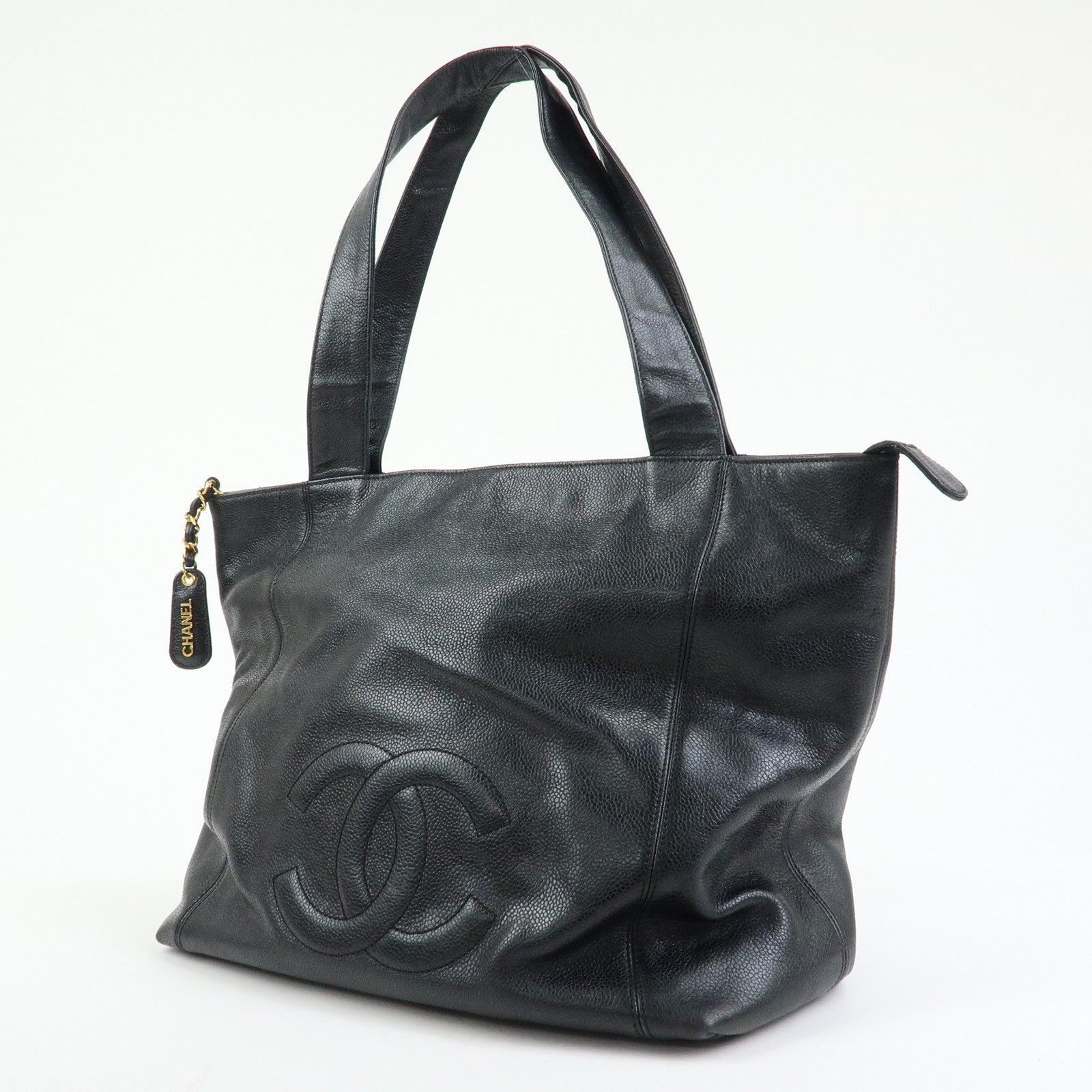 CHANEL COCO Mark Caviarskin Shoulder Bag Tote Bag Black