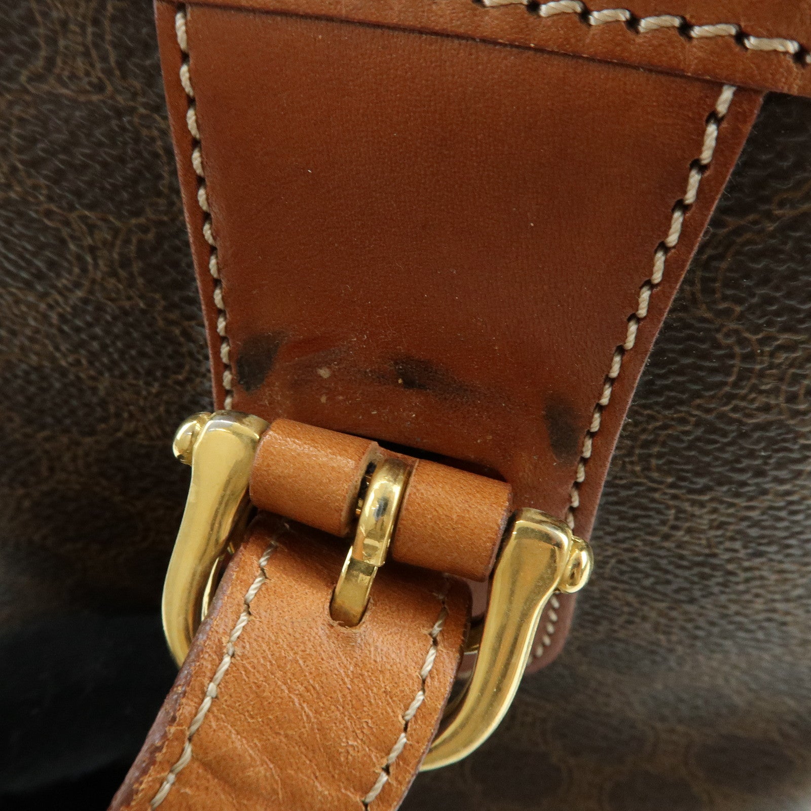 CELINE Macadam PVC Leather Tote Bag Hand Bag Brown