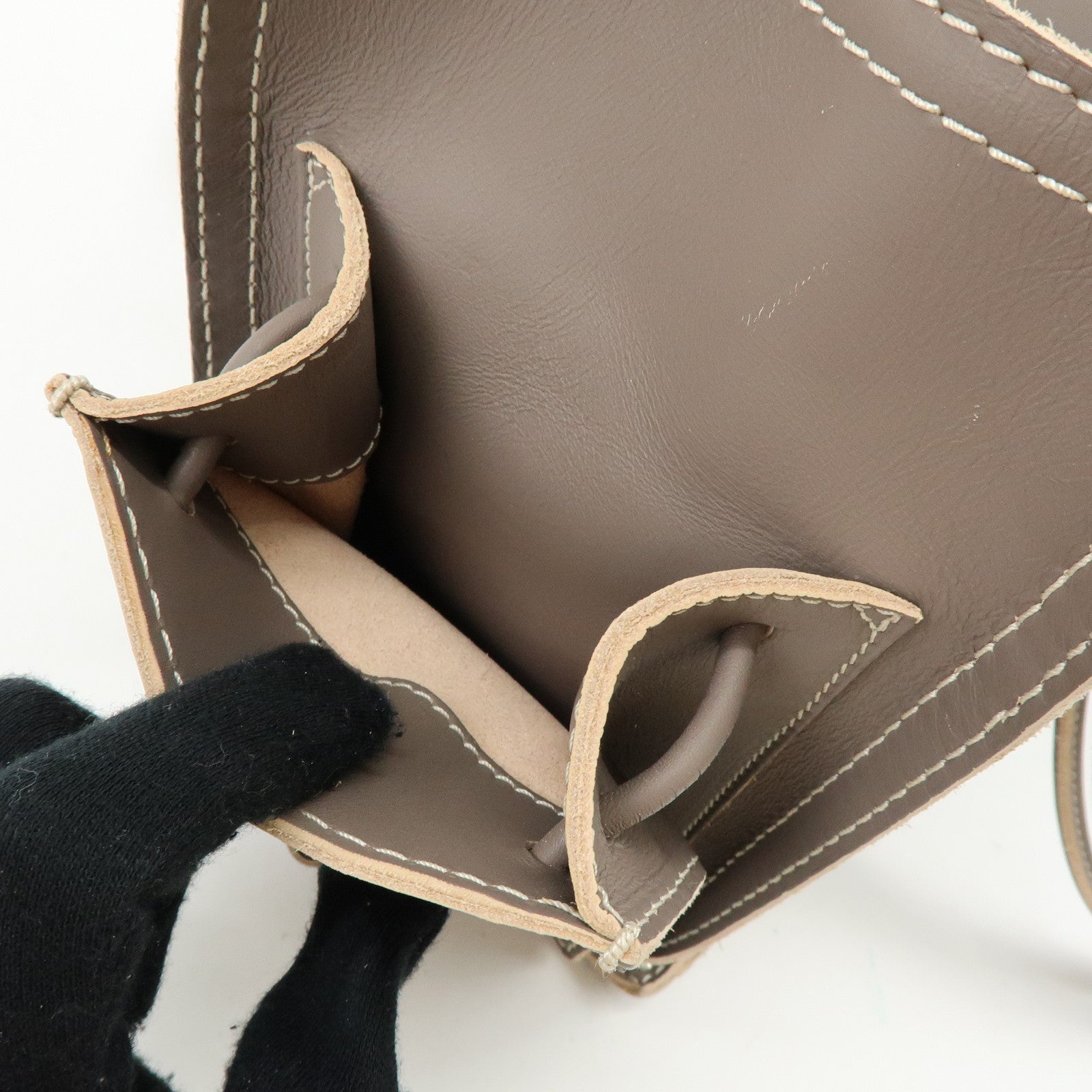 LOEWE Anagram Perforated Shopper Tote Bag Leather Shoulder Bag Brown