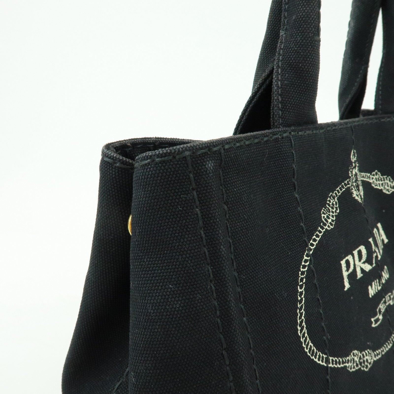 PRADA Canapa Mini Canvas 2Way Bag Hand Bag Black 1BG439