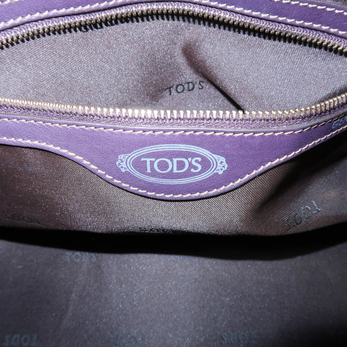TOD'S Logo Leather 2Way Bag Shoulder Bag Purple