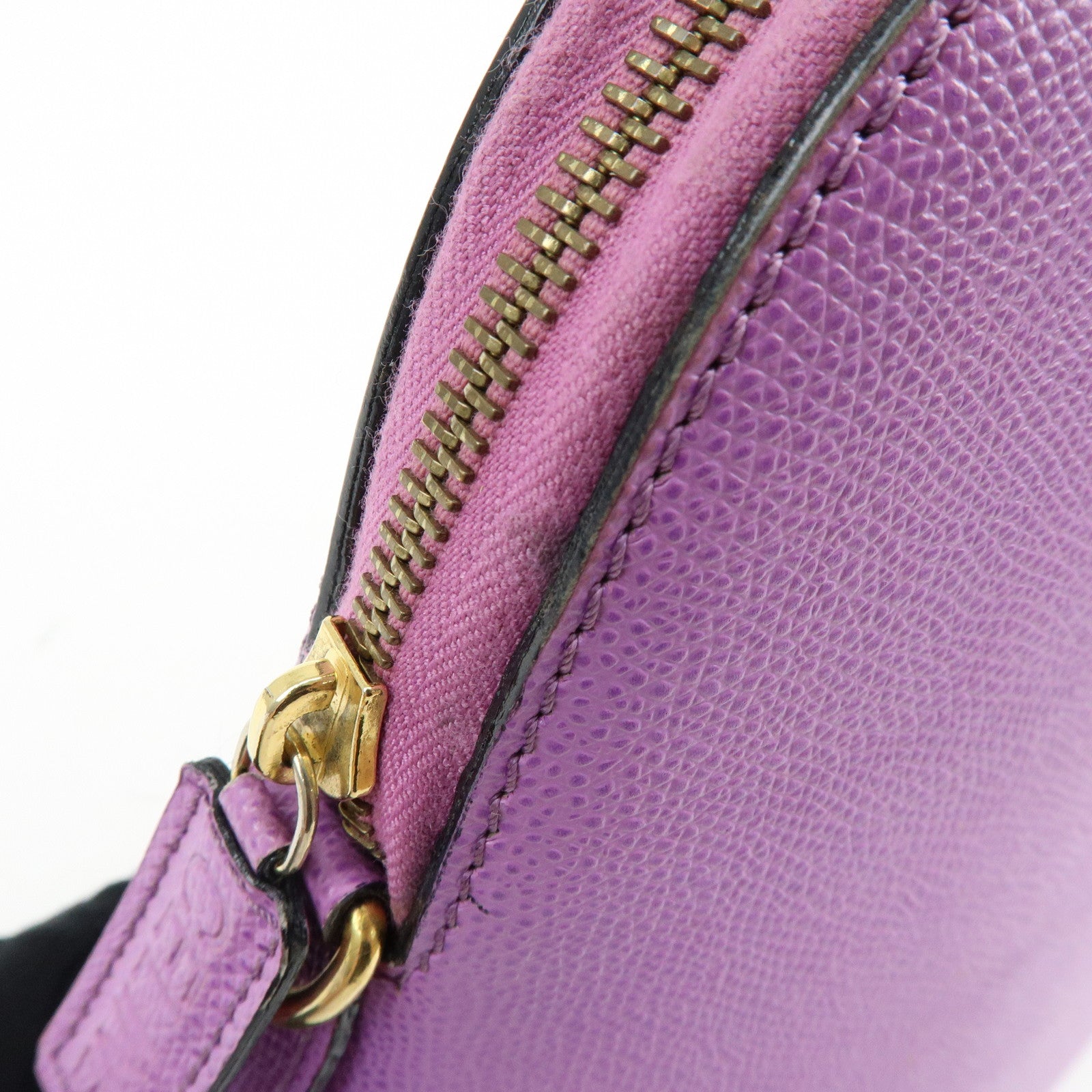 CELINE Leather 2Way Bag Shoulder Hand Bag Purple