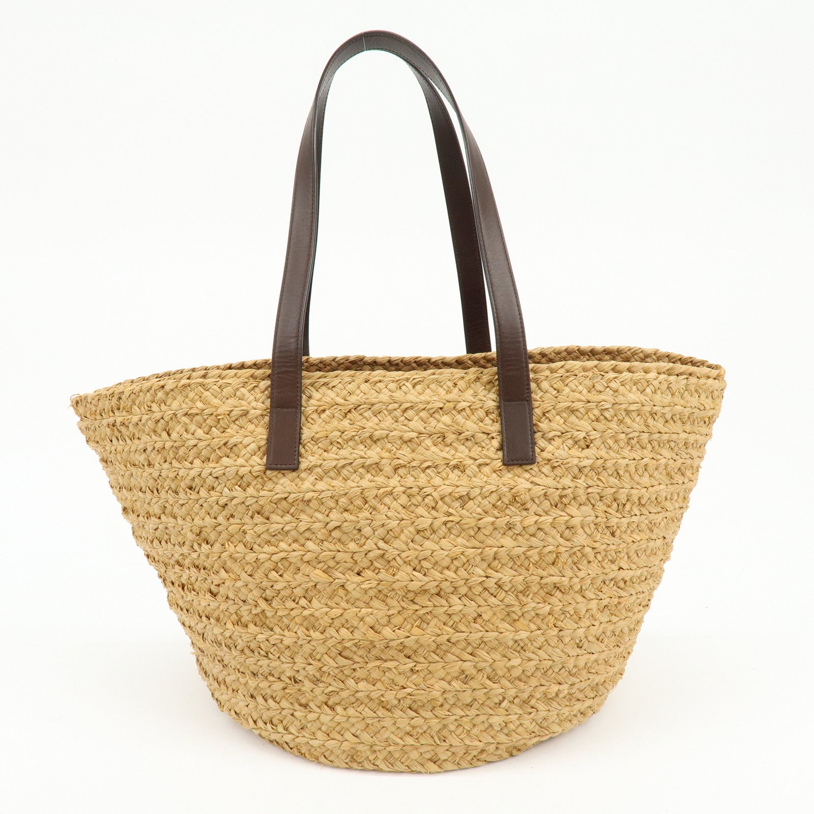 SAINT LAURENT PARIS Raffia Leather Panier Tote Bag Natural 579521