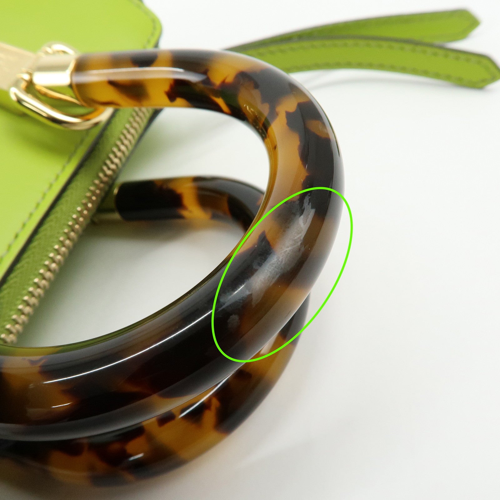 FENDI By the Way Leather 2Way Bag Mini Hand Bag Lime Green 8BS067