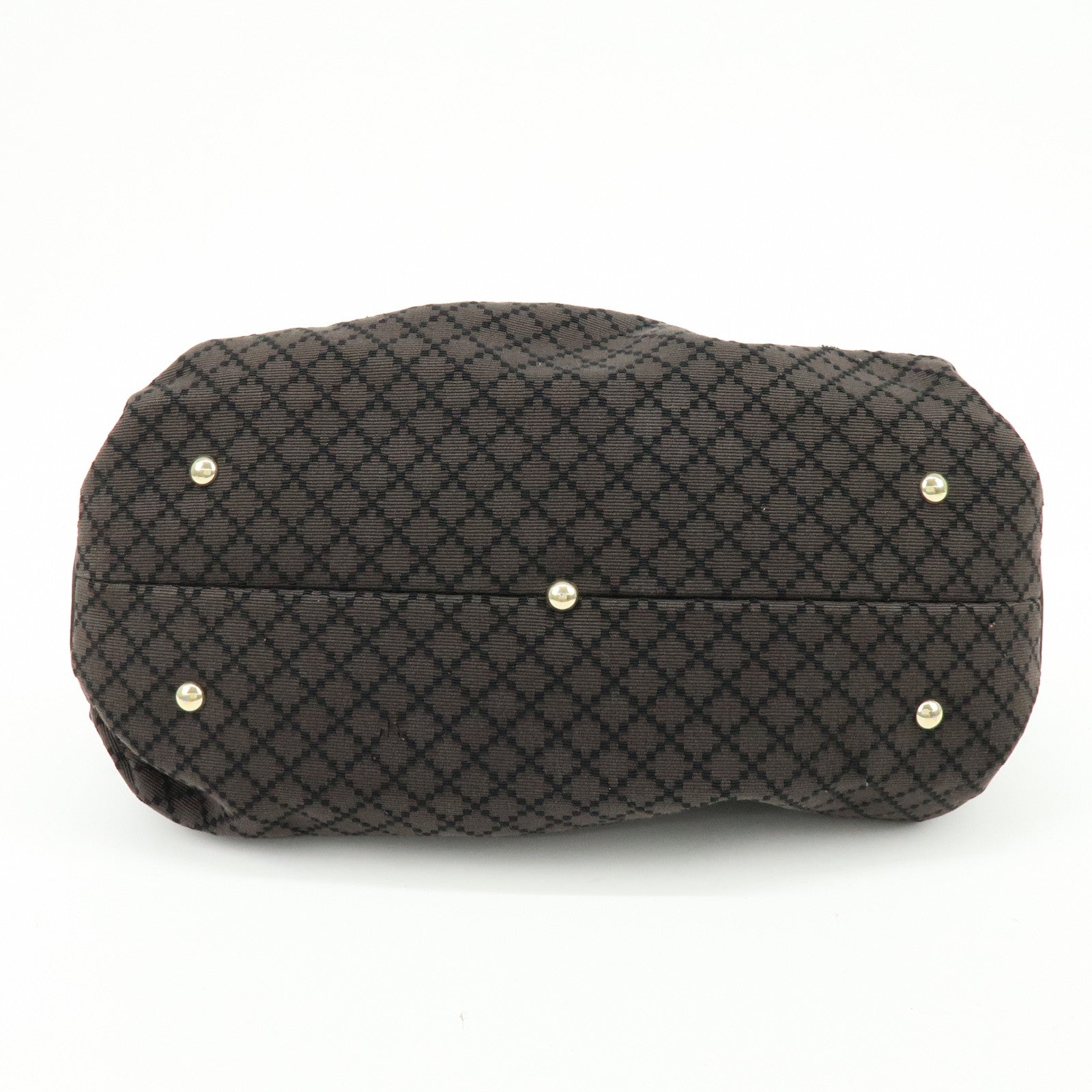 GUCCI Diamante Canvas Leather Shoulder Bag Boston Bag Black 269930