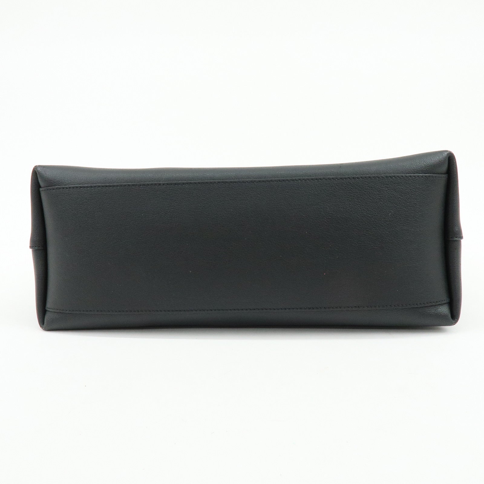 SAINT LAURENT Leather Sac Shopping Tote Bag Shoulder Bag Black 467946
