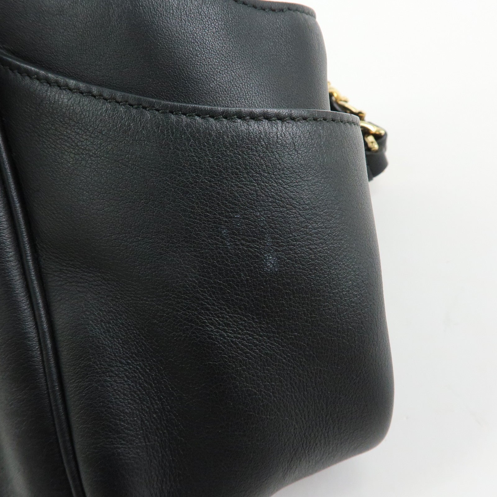 Ferragamo Gancini Leather Hand Bag Shoulder Bag Black 21 F077