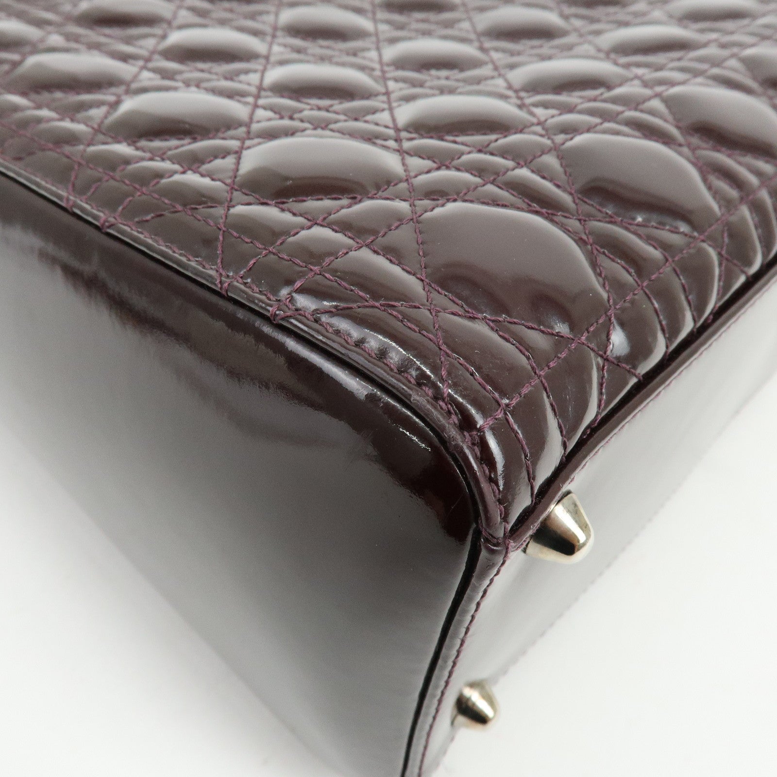 Christian Dior Lady Dior Cannage 2Way Bag Hand Bag Shoulder Bag Purple