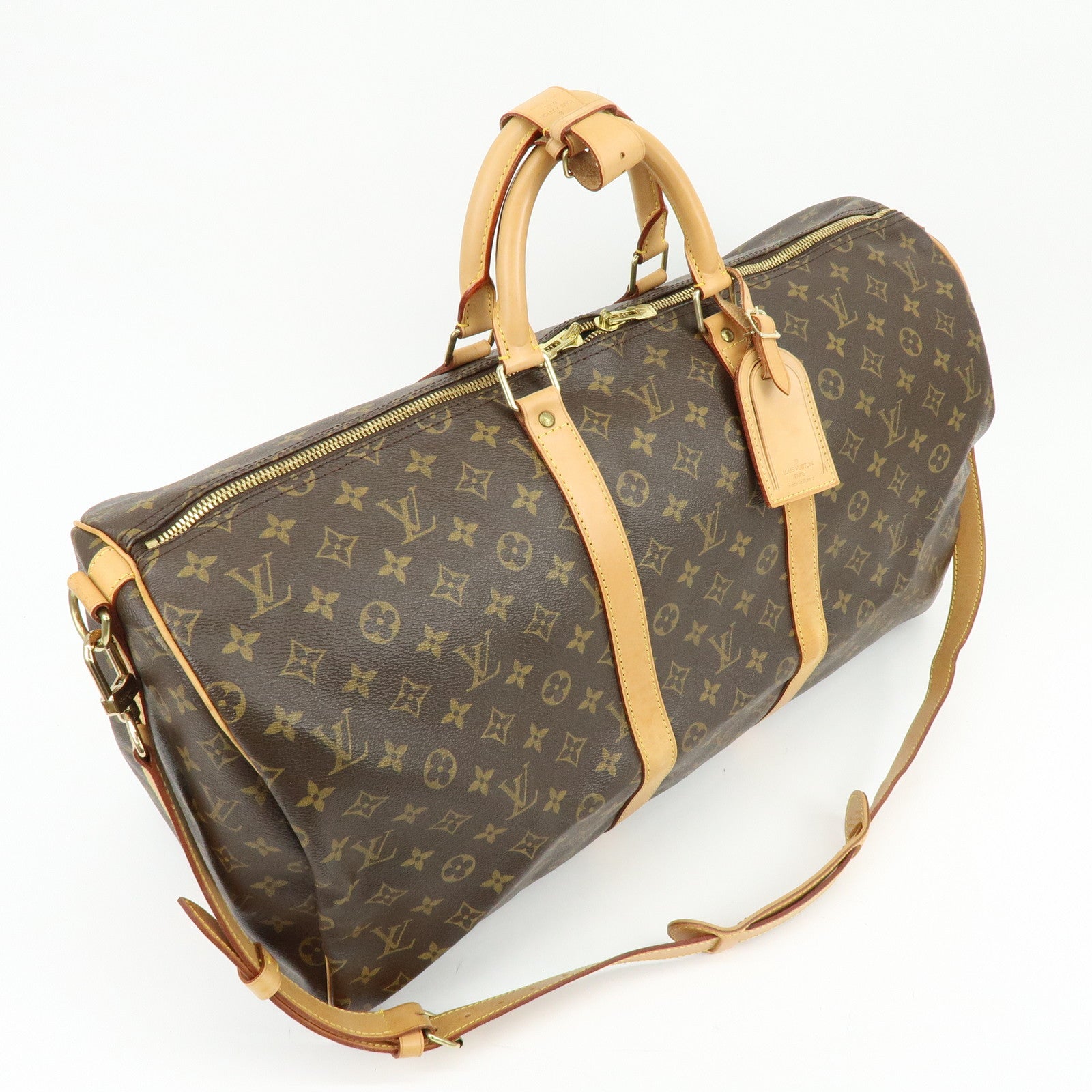 Louis Vuitton Monogram Keep All Bandouliere 55 Boston Bag Brown M41414