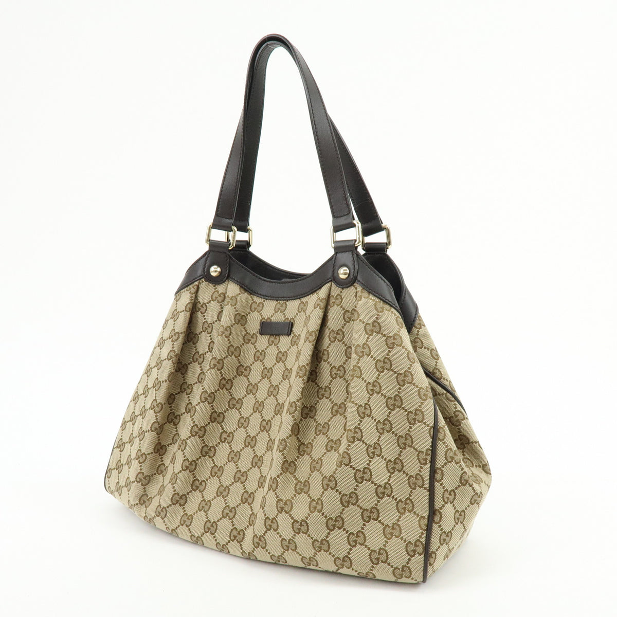 GUCCI GG Canvas Leather Hand Bag Shoulder Bag Toe Bag Brown 388919