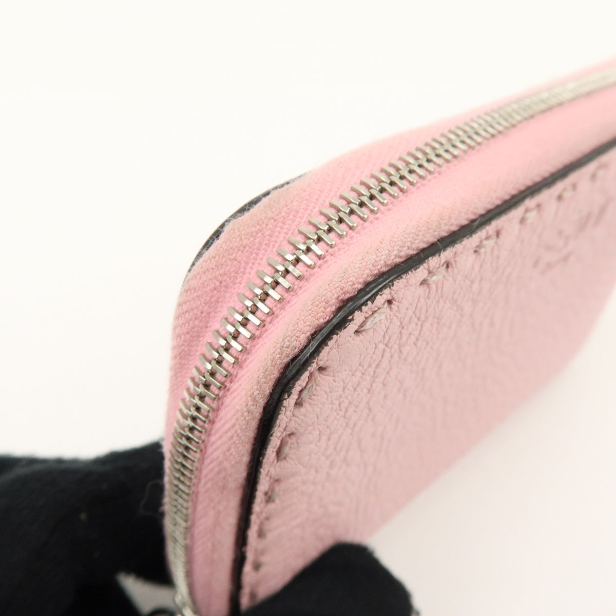 FENDI Selleria Leather Compact Zippy Wallet Pink 8M0313