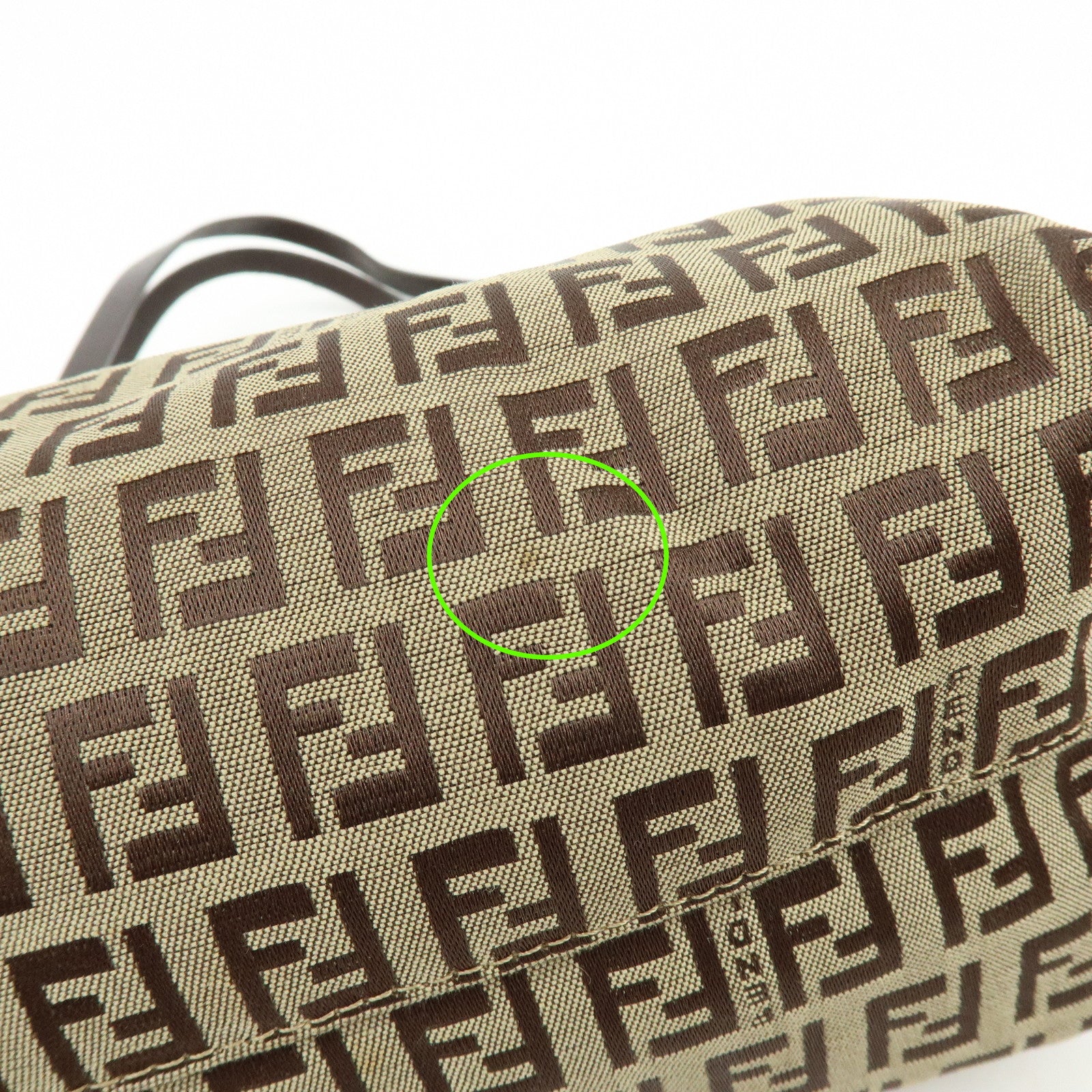 FENDI Zucchino Canvas Leather Tote Bag Hand Bag Shoulder Bag Brown