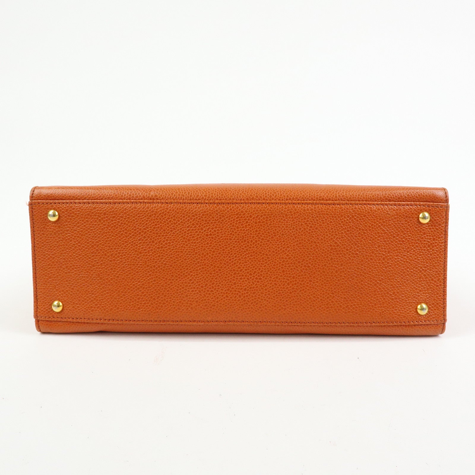 CHANEL Caviarskin Tote Bag Hand Bag Orange