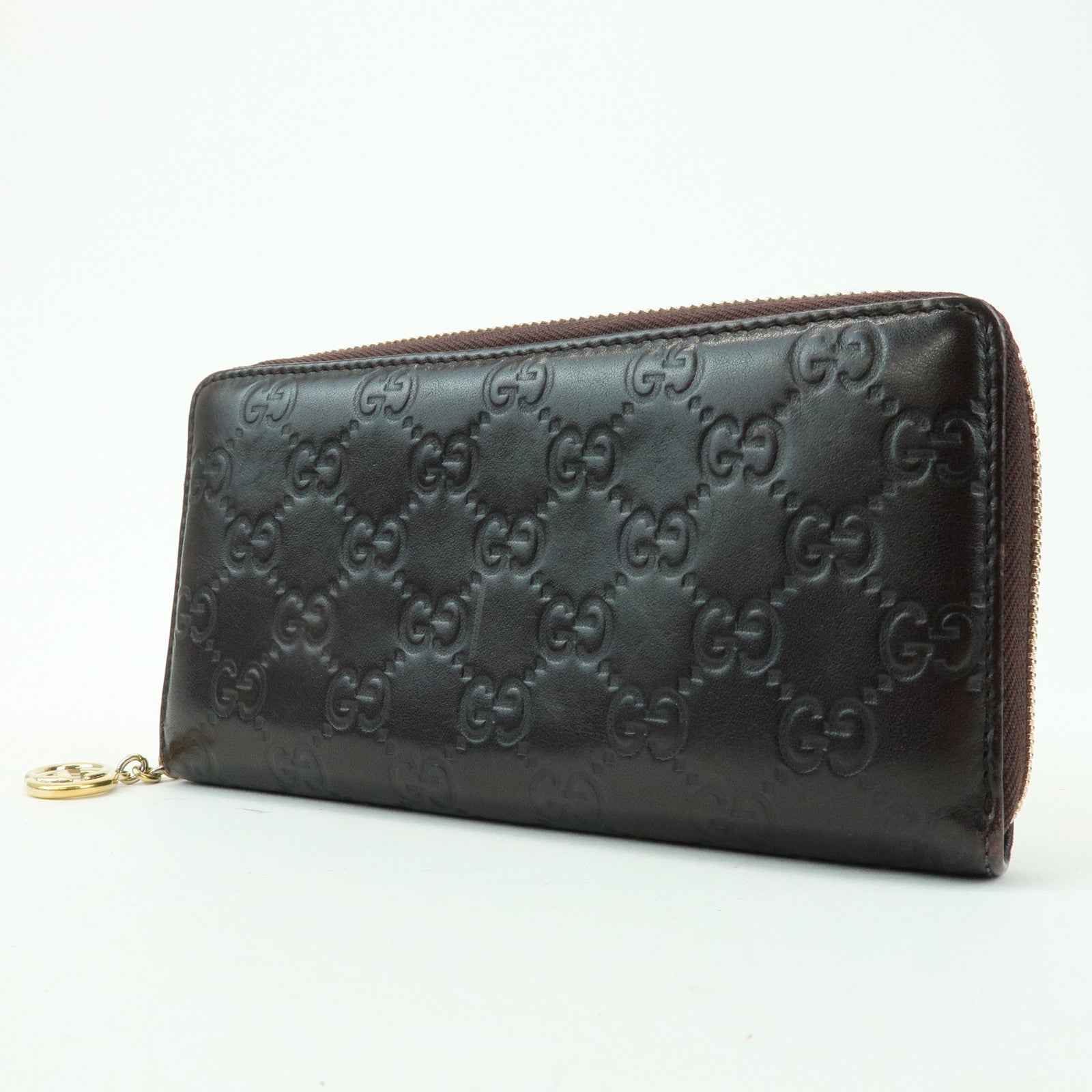 GUCCI Interlocking G Guccissima Leather Round Zippy Long Wallet