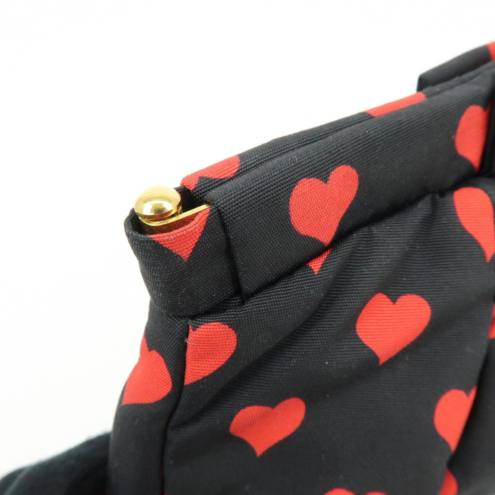 MIU MIU Nylon Heart Clutch Bag Pouch Black Red 5ND012