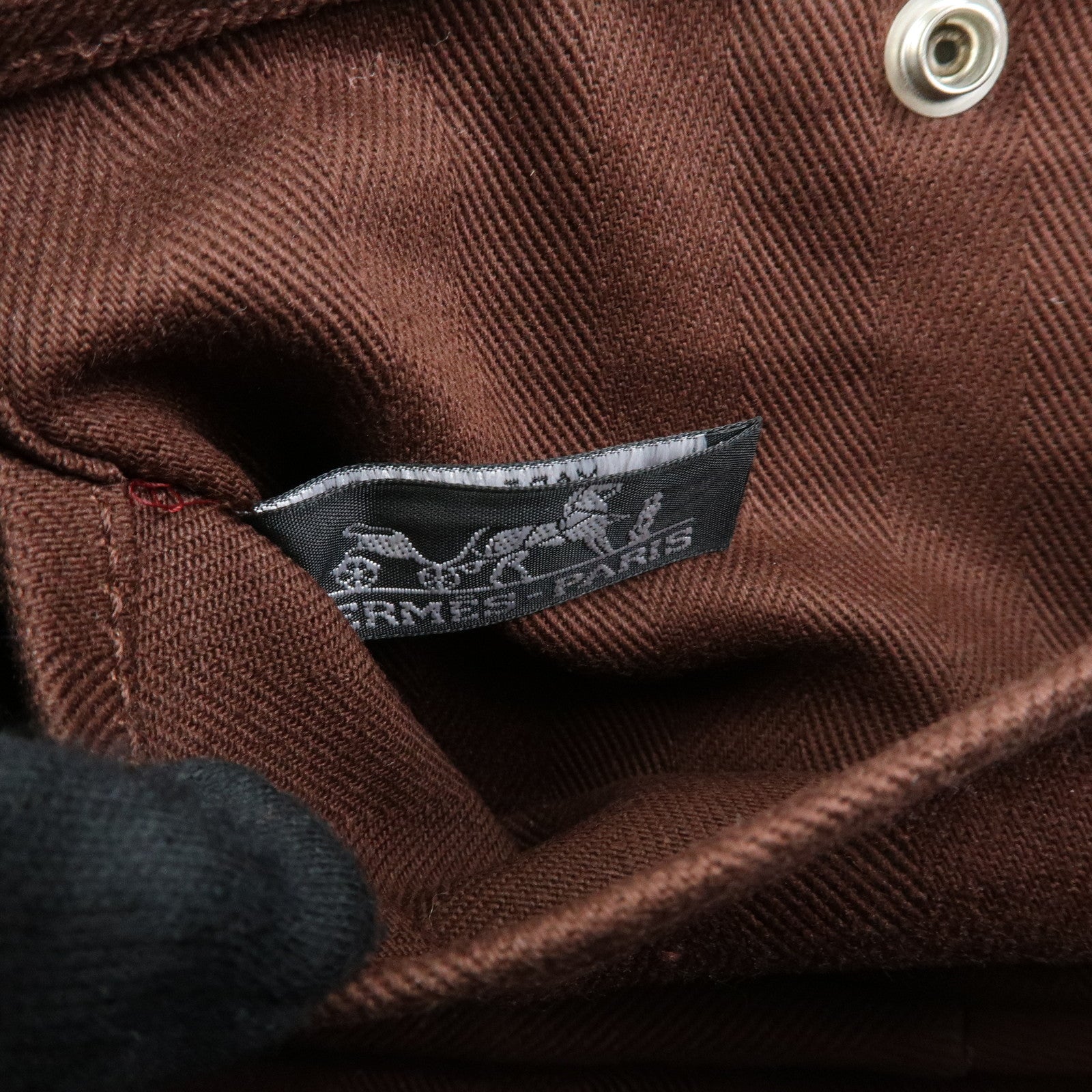 HERMES Toile Chevron Valparaiso Long PM Hand Bag Brown
