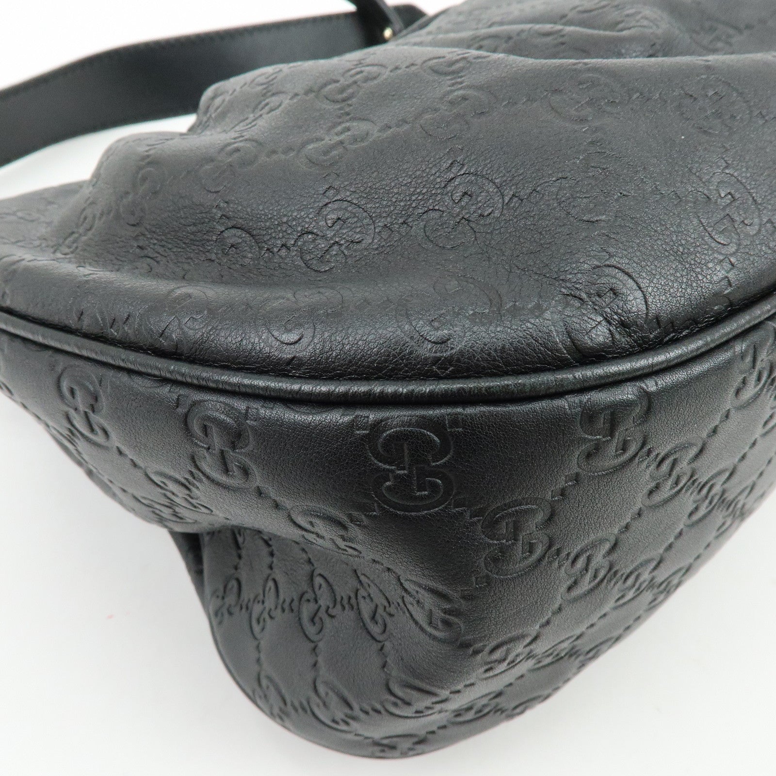 GUCCI Sukey Guccissima Leather Shoulder Bag Hand Bag Black 232955