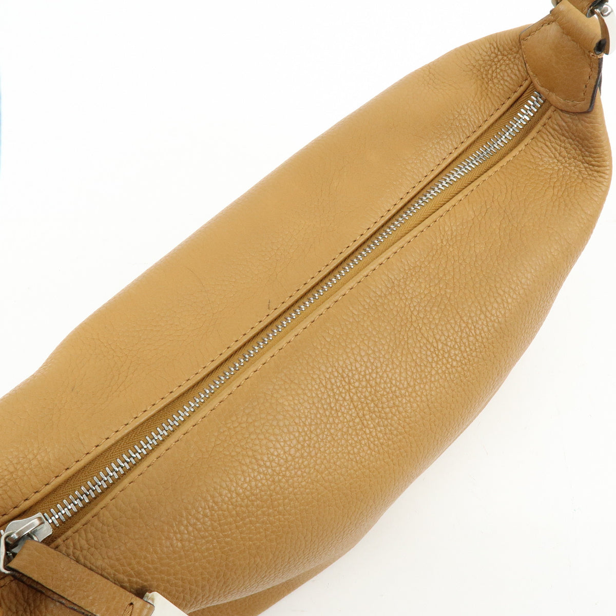 CELINE Logo Leather Shoulder Bag Hand Bag Camel