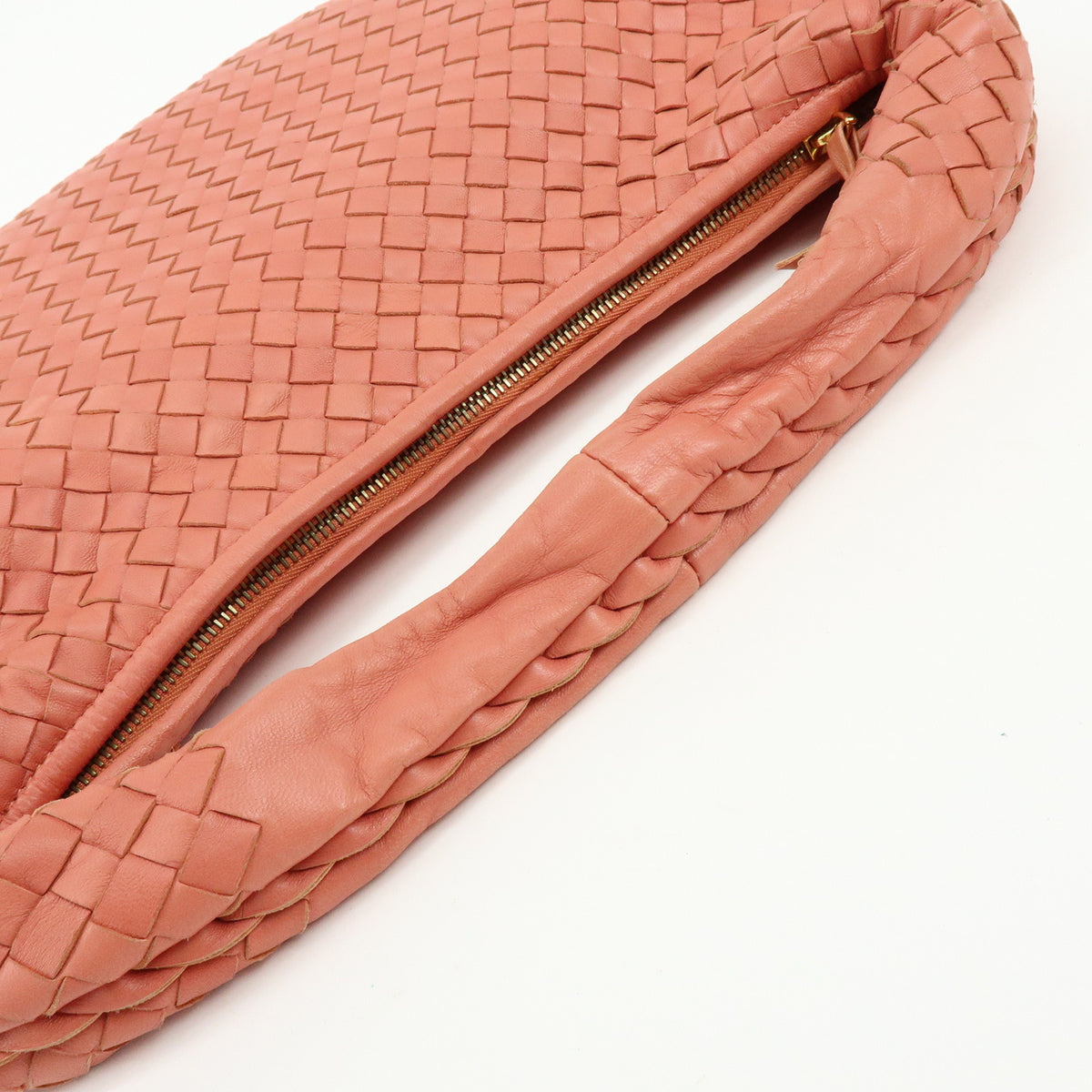 BOTTEGA VENETA Hobo Intrecciato Leather Shoulder Bag Coral