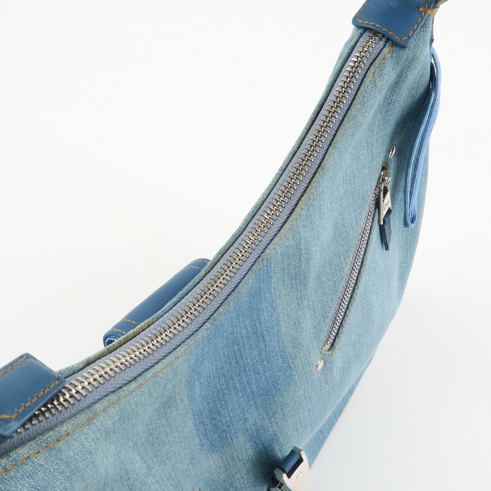 Christian Dior Admit It Denim Leather Shoulder Bag Light Blue Used