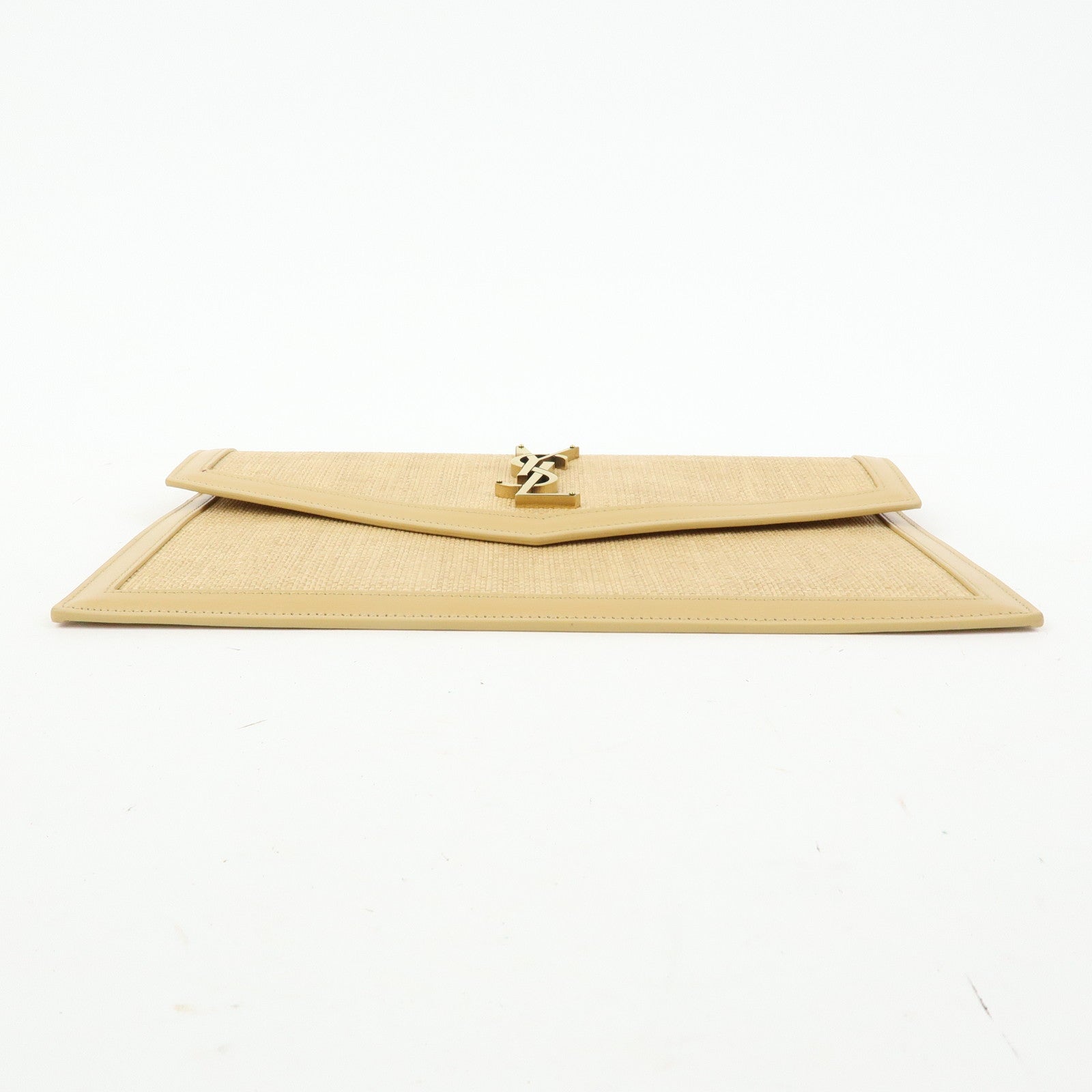 SAINT LAURENT PARIS Uptown Pouch Straw Leather Clutch Bag 565739