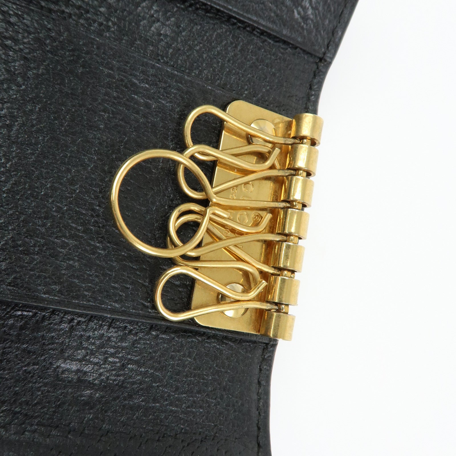 GUCCI Animalier Bee Leather 6 Ring Key Case Key Holder Black 523683