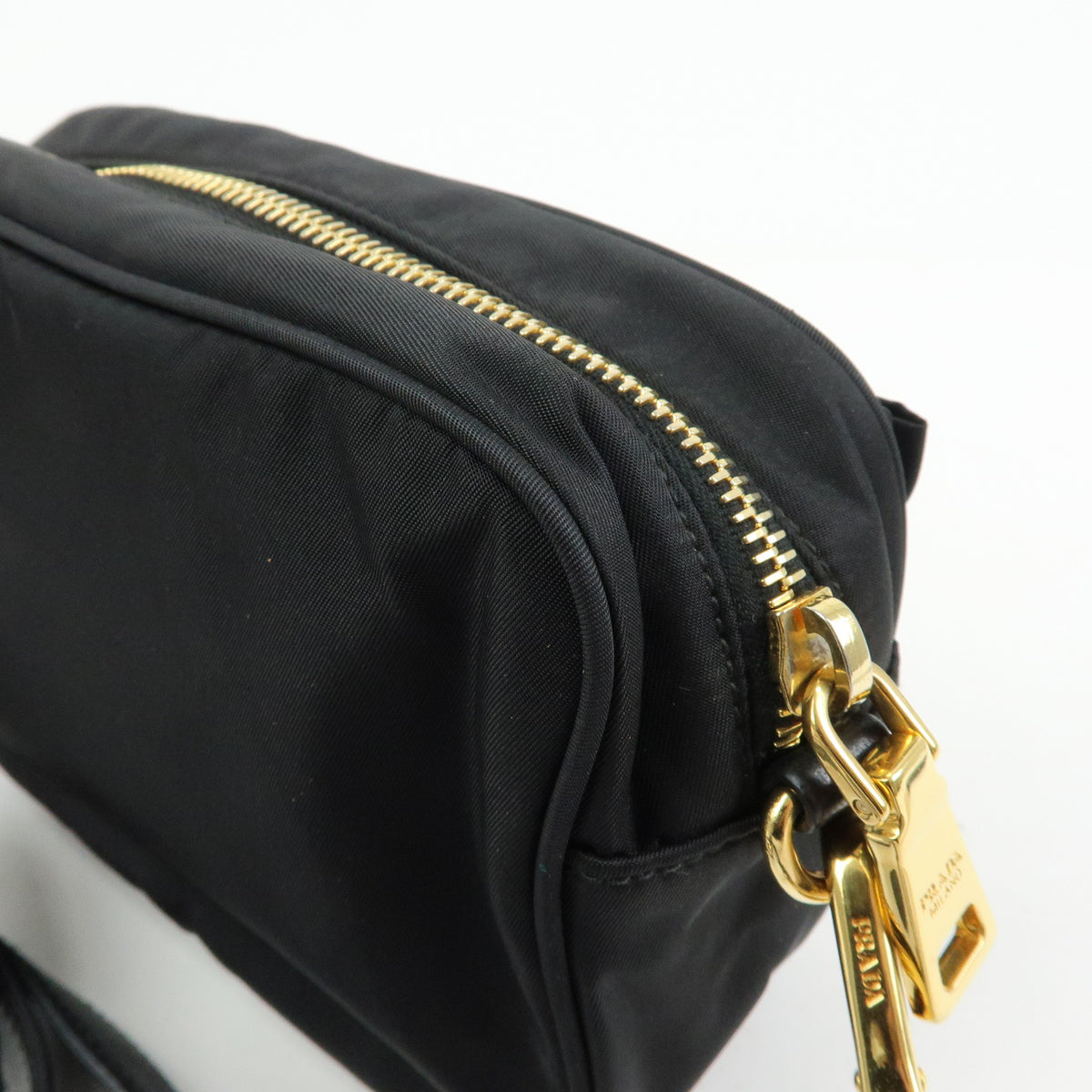 PRADA Nylon Leather Mini Shoulder Bag Crossbody Bag Black