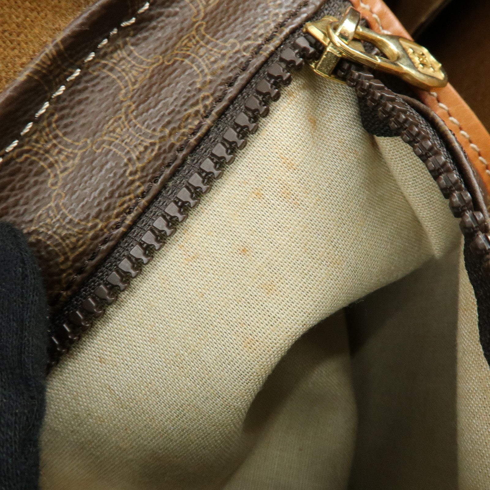 CELINE Macadam PVC Leather Tote Shoulder Bag Brown