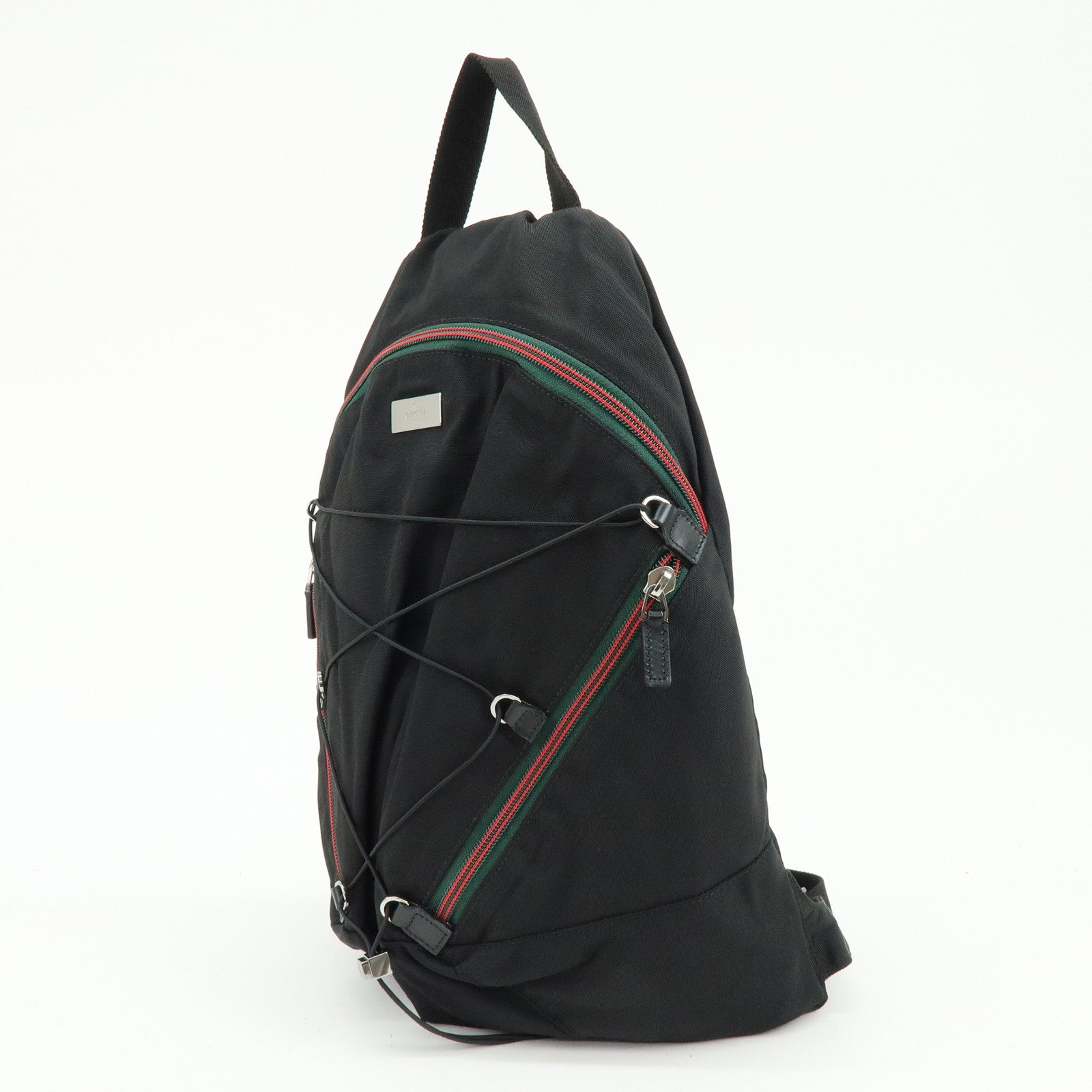 GUCCI Sherry Canvas Leather Backpack Rucksack Black 122349
