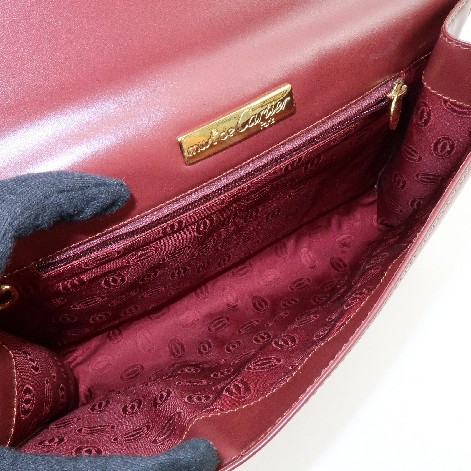 Cartier Must de Cartier Leather Clutch Bag Flat Pouch Bordeaux