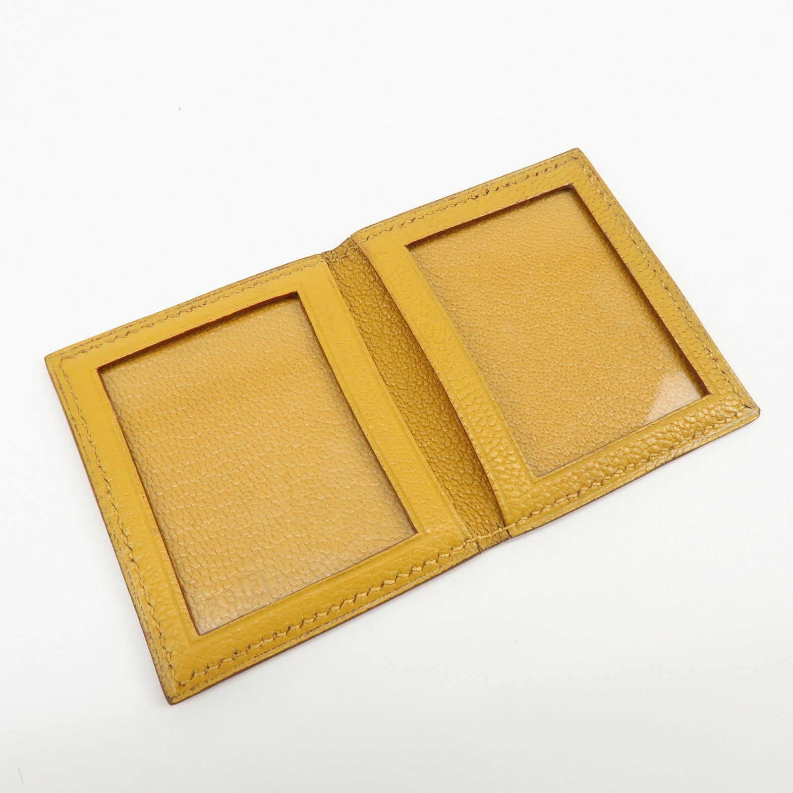 HERMES Leather Mini Photo Case Yellow □F Stamp 2002