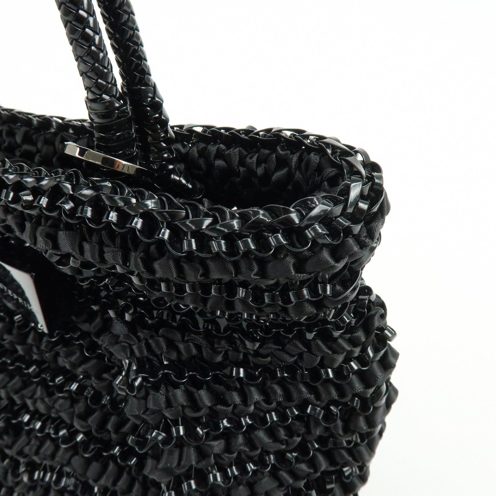 ANTEPRIMA Wire Bag PVC Satin 2Way Bag Hand Shoulder Bag Black