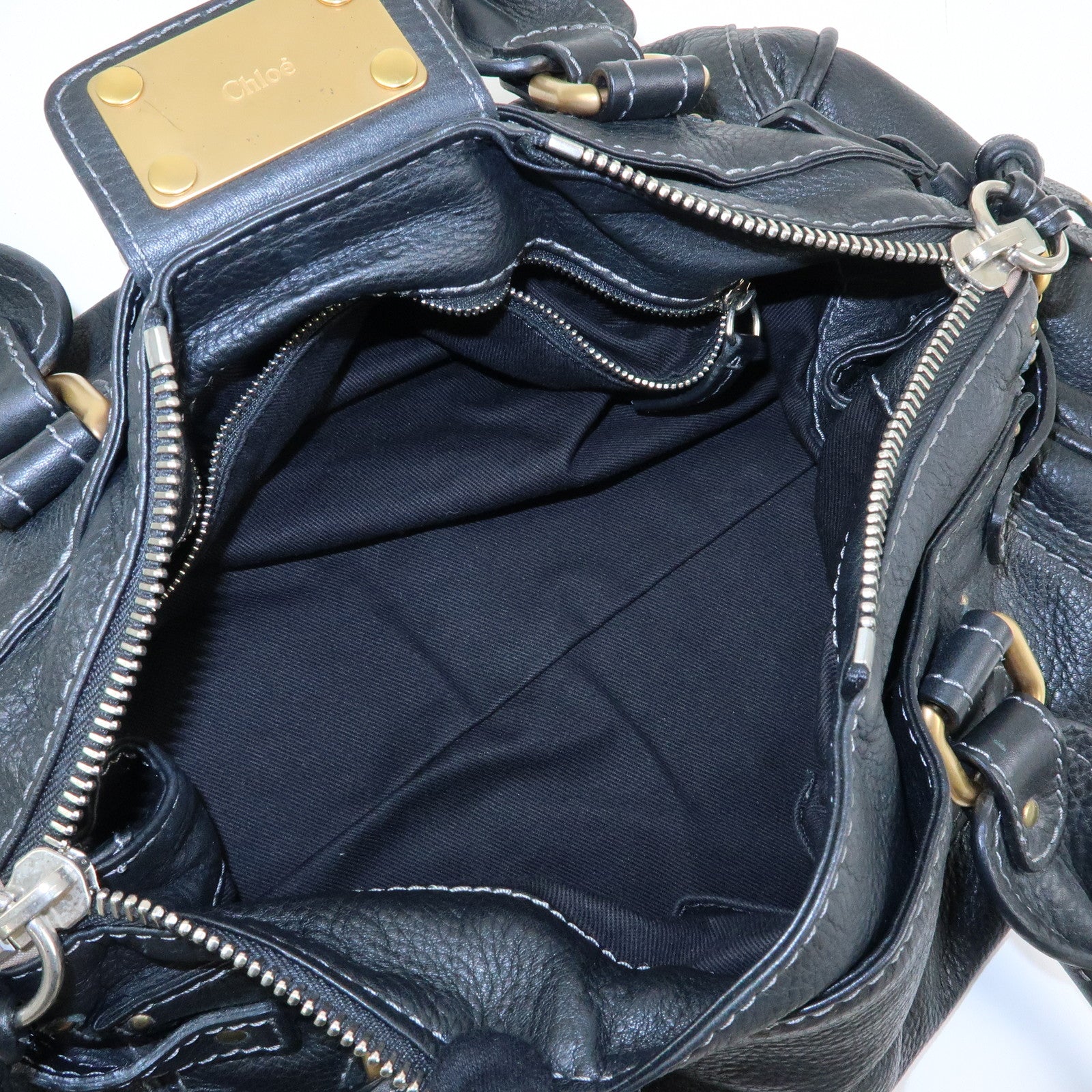 Chloe Paddington Leather Boston Bag Hand Bag Black