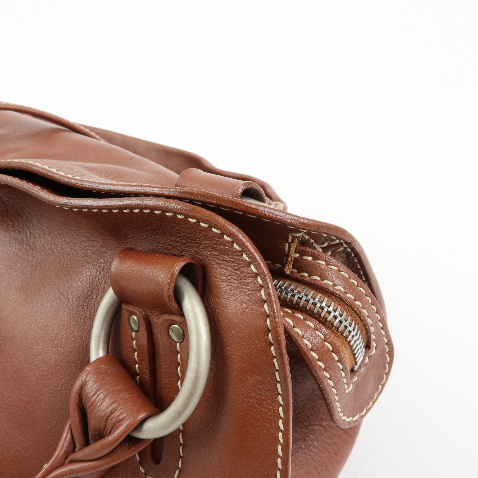 CELINE Bittersweet Leather Shoulder Bag Tote Bag Brown