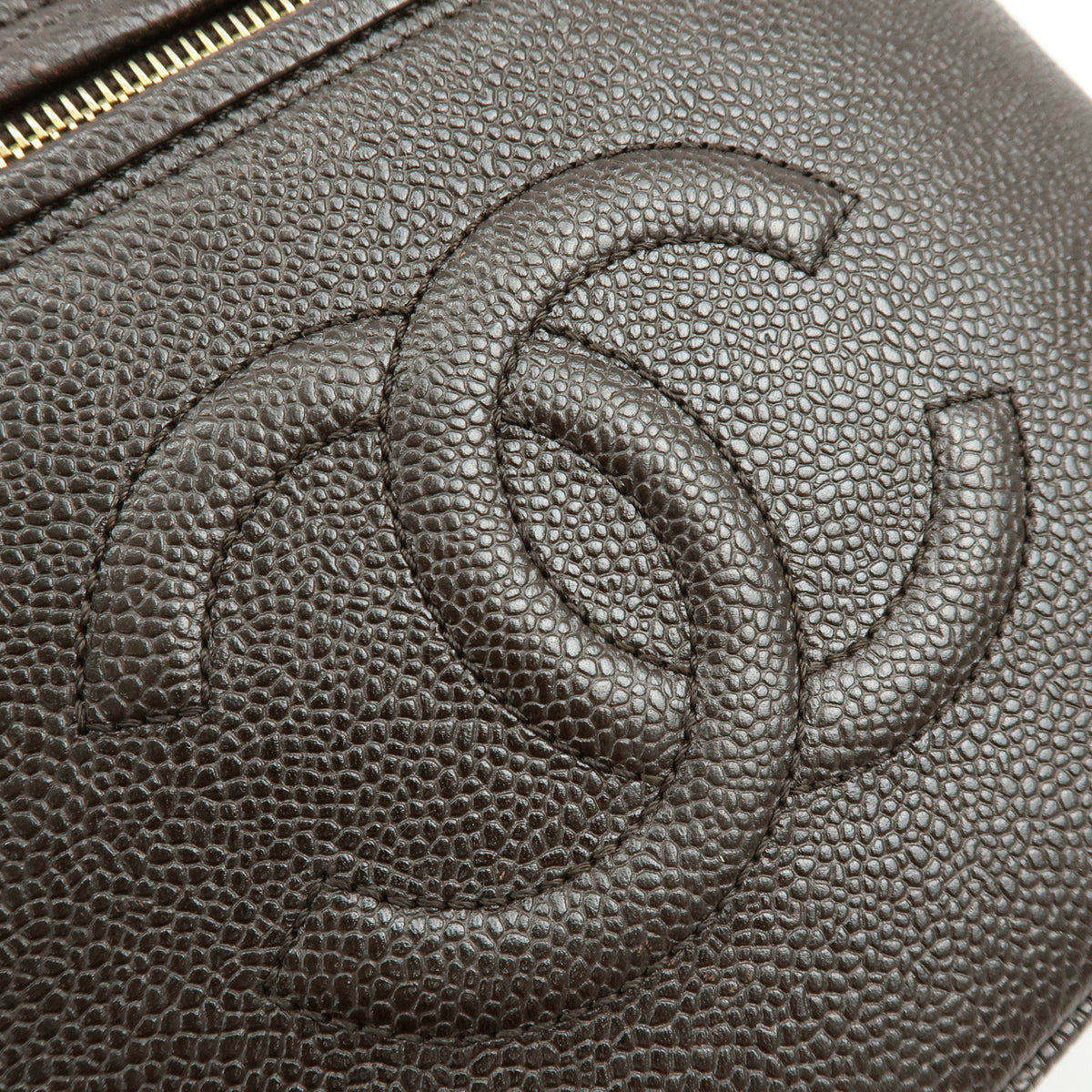 CHANEL COCO Mark Caviarskin 2WAY Bag Cosmetic Bag Black A07061