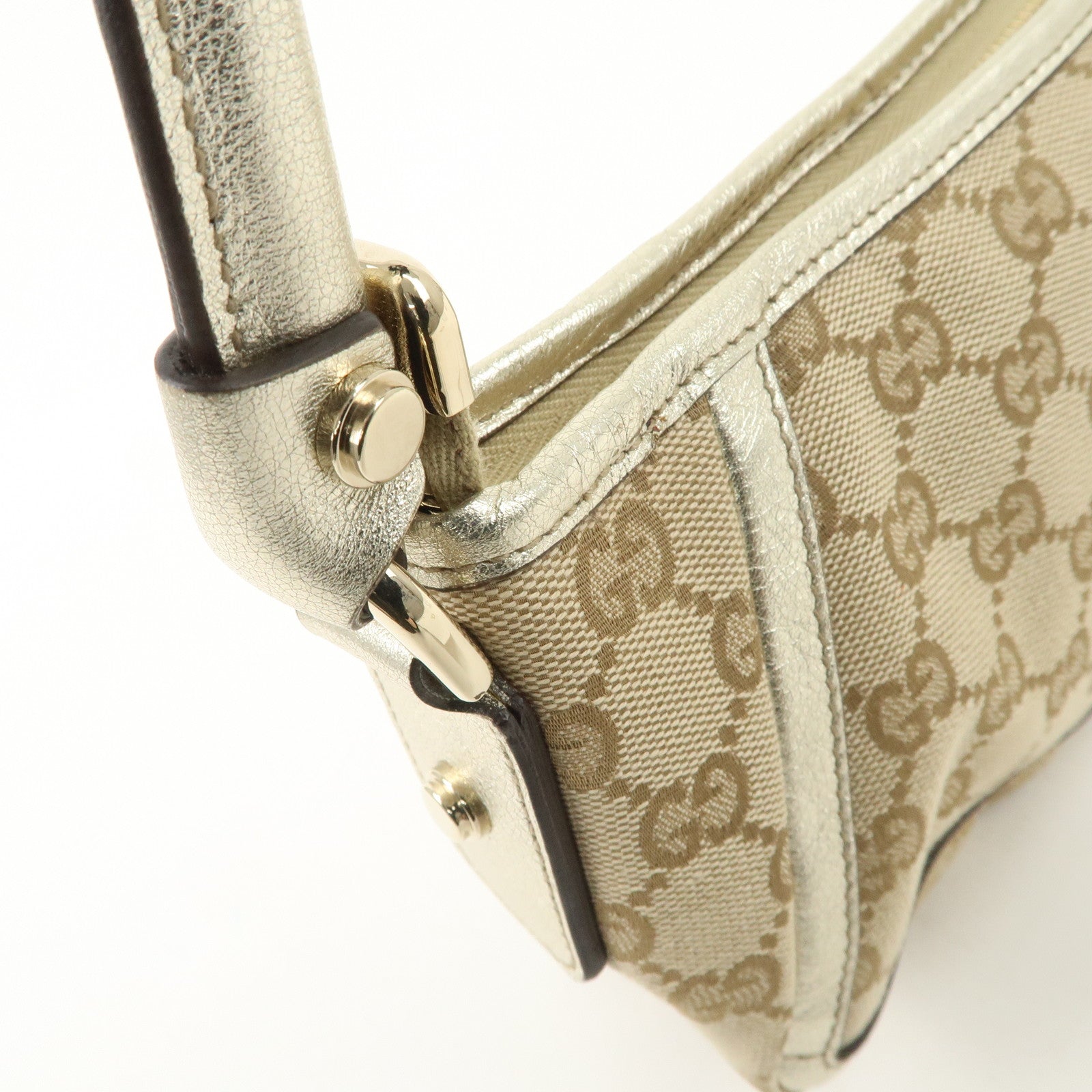 GUCCI Abbey GG Canvas Leather Shoulder Bag Beige Ivory 130939 Used