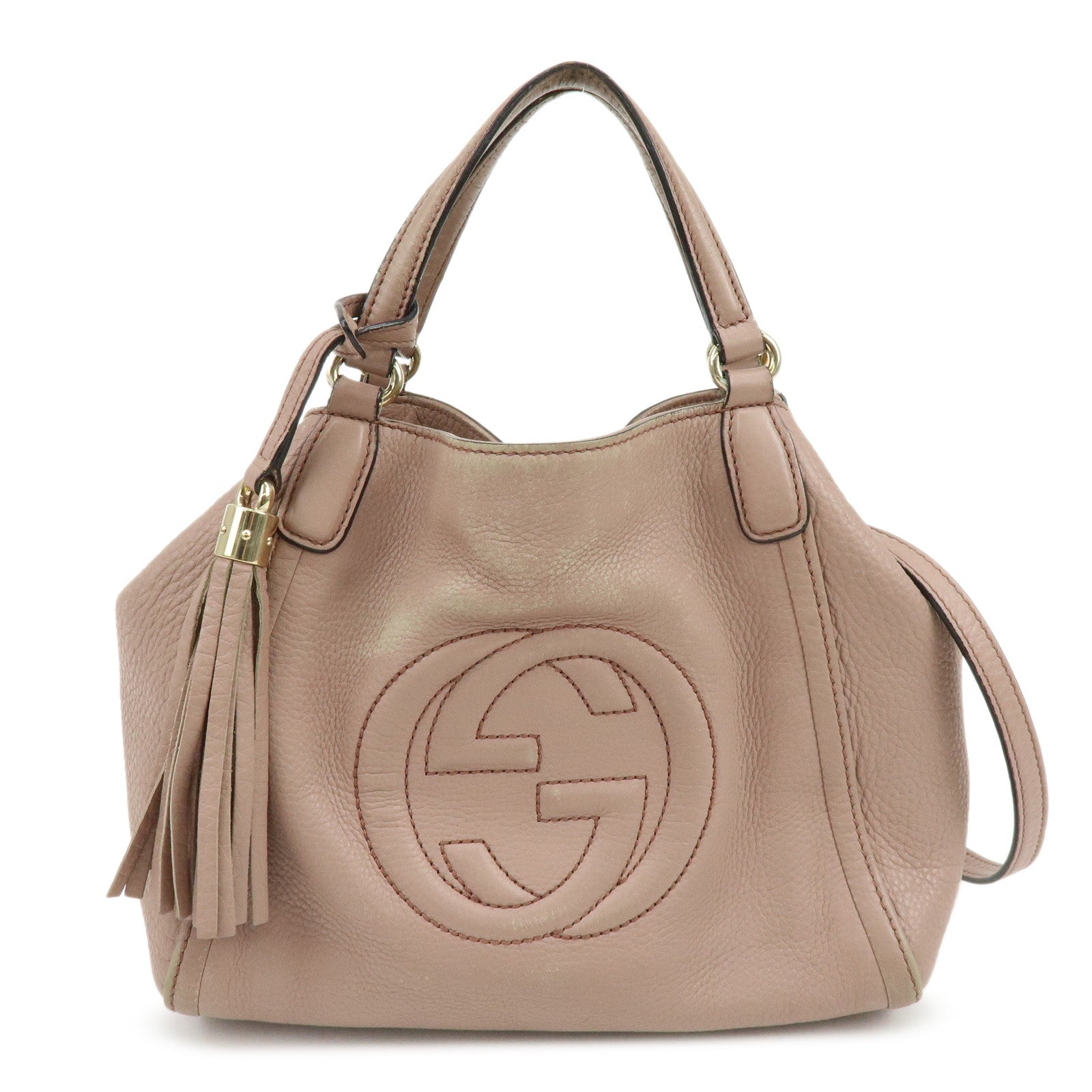 GUCCI SOHO Interlocking G 2Way Hand Bag Japan Limited Pink Beige 33675