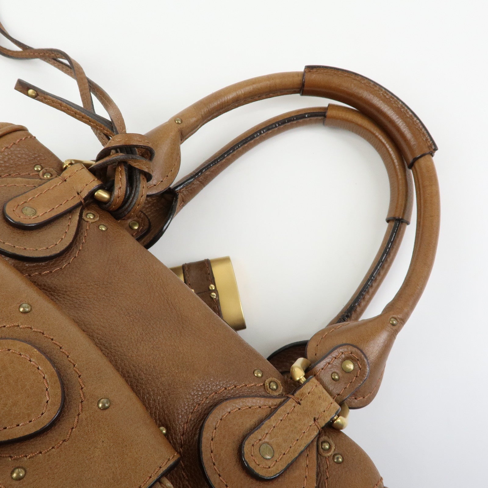 Chloe Paddington Leather Hand Bag Boston Bag Brown