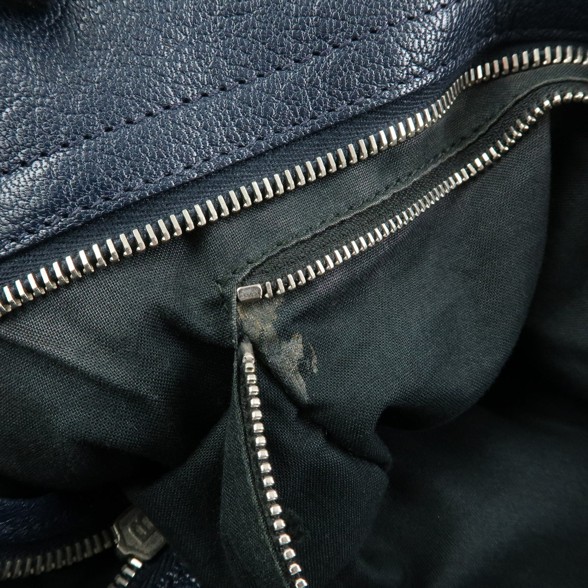 BALENCIAGA Classic Metallic Edge City Leather 2Way Bag Navy 390154