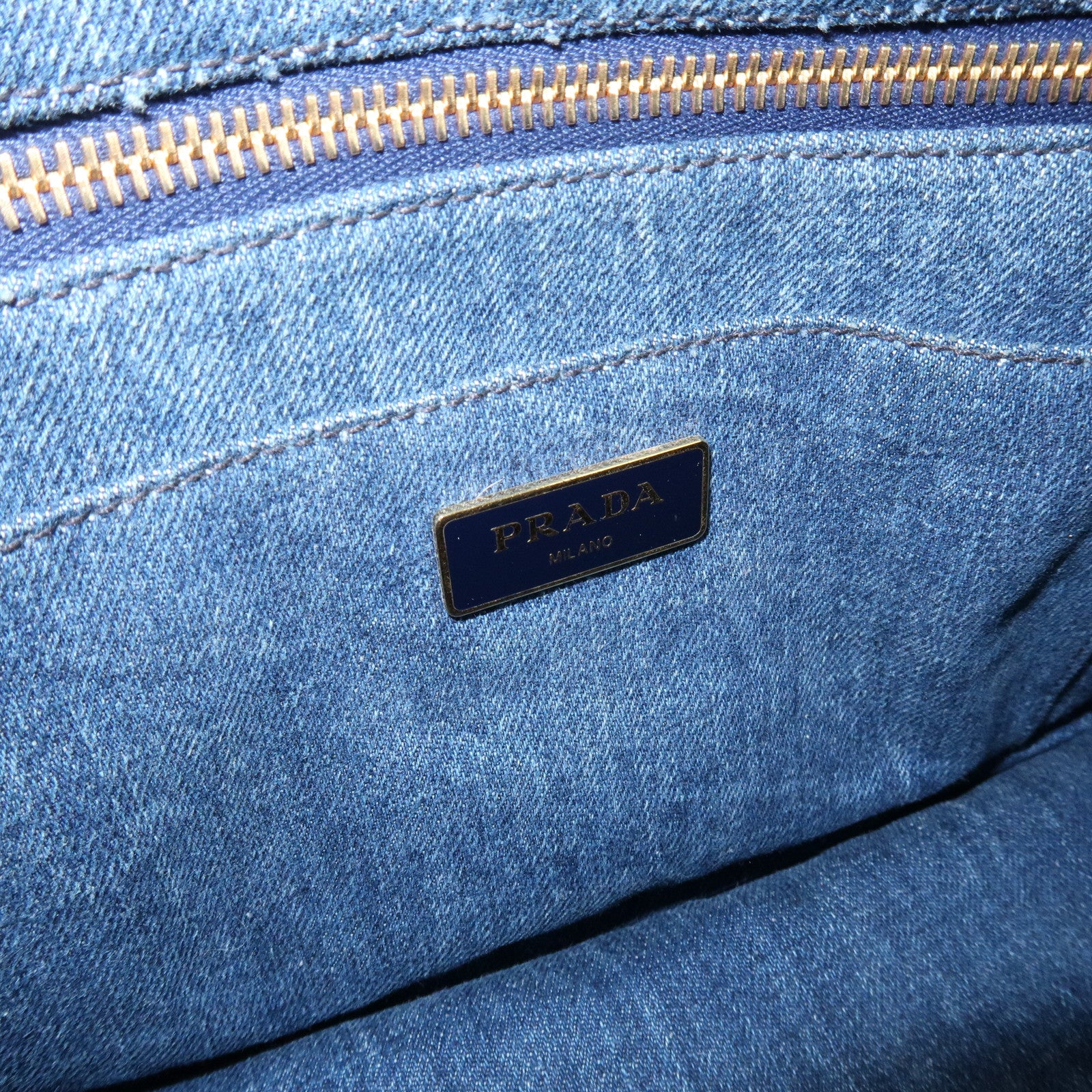 PRADA Triangle Logo Canapa Mini Denim 2Way Bag Hand Bag 1BG439