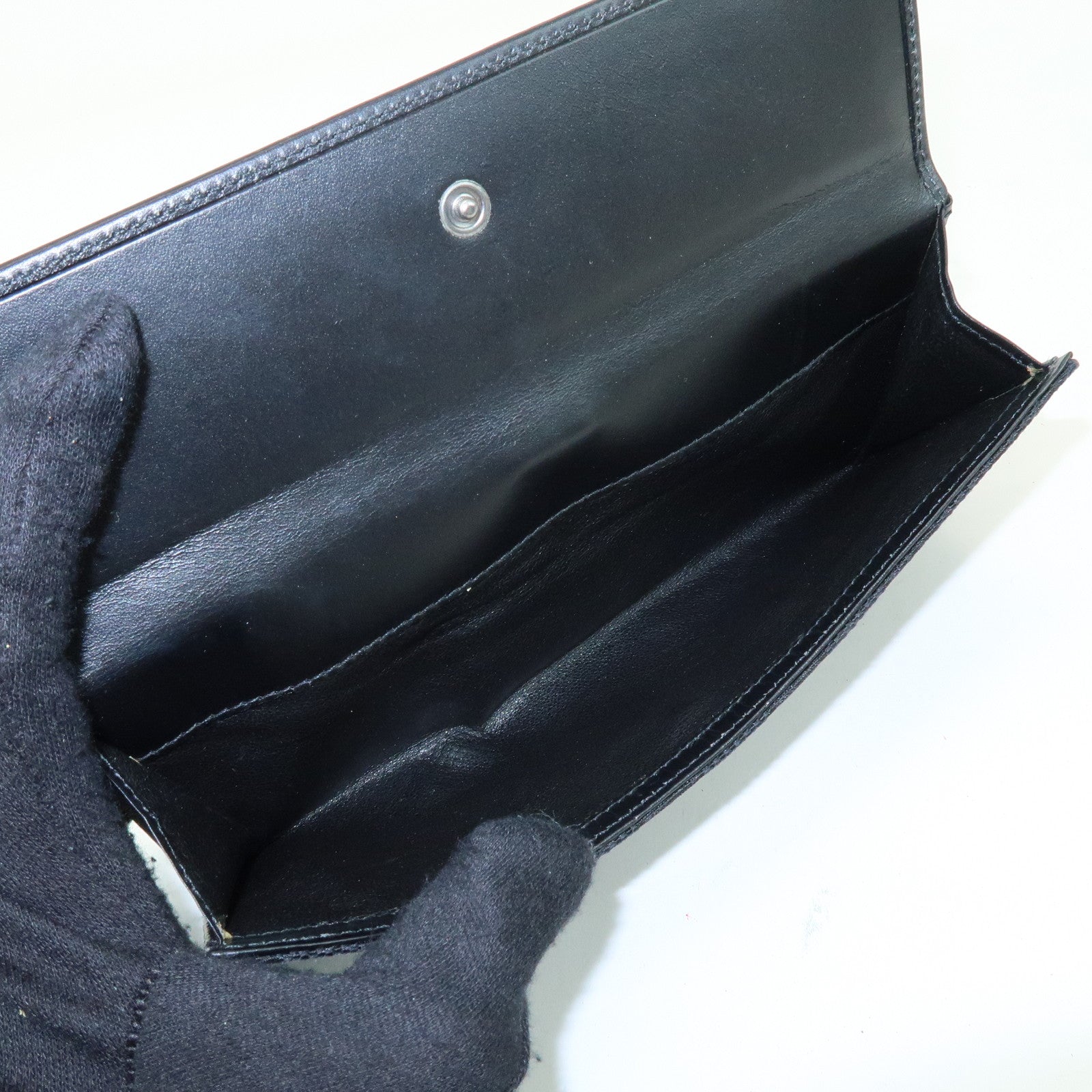 GUCCI Jackie GG Canvas Leather Bi-fold Long Wallet Black